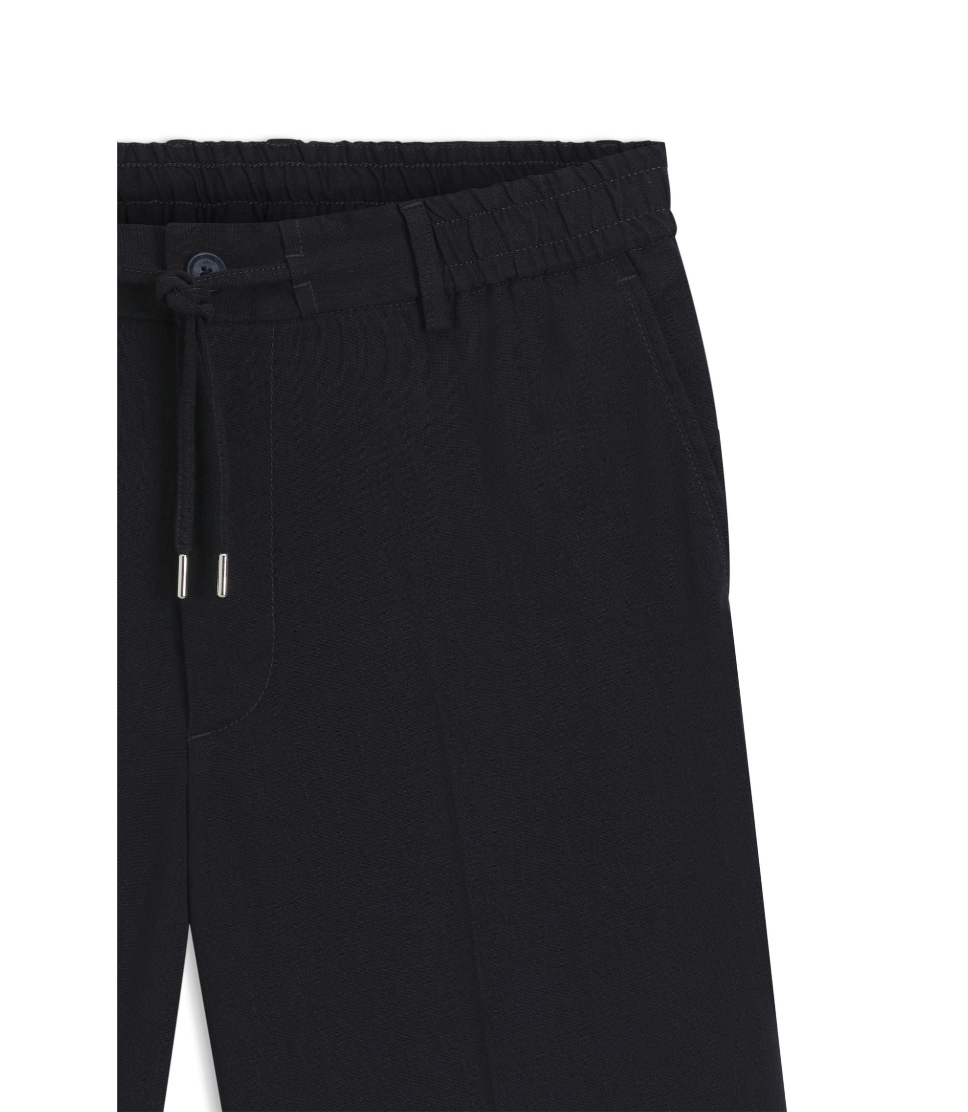 Boss Linen Blend Shorts In A Modern Fit Dark Blue