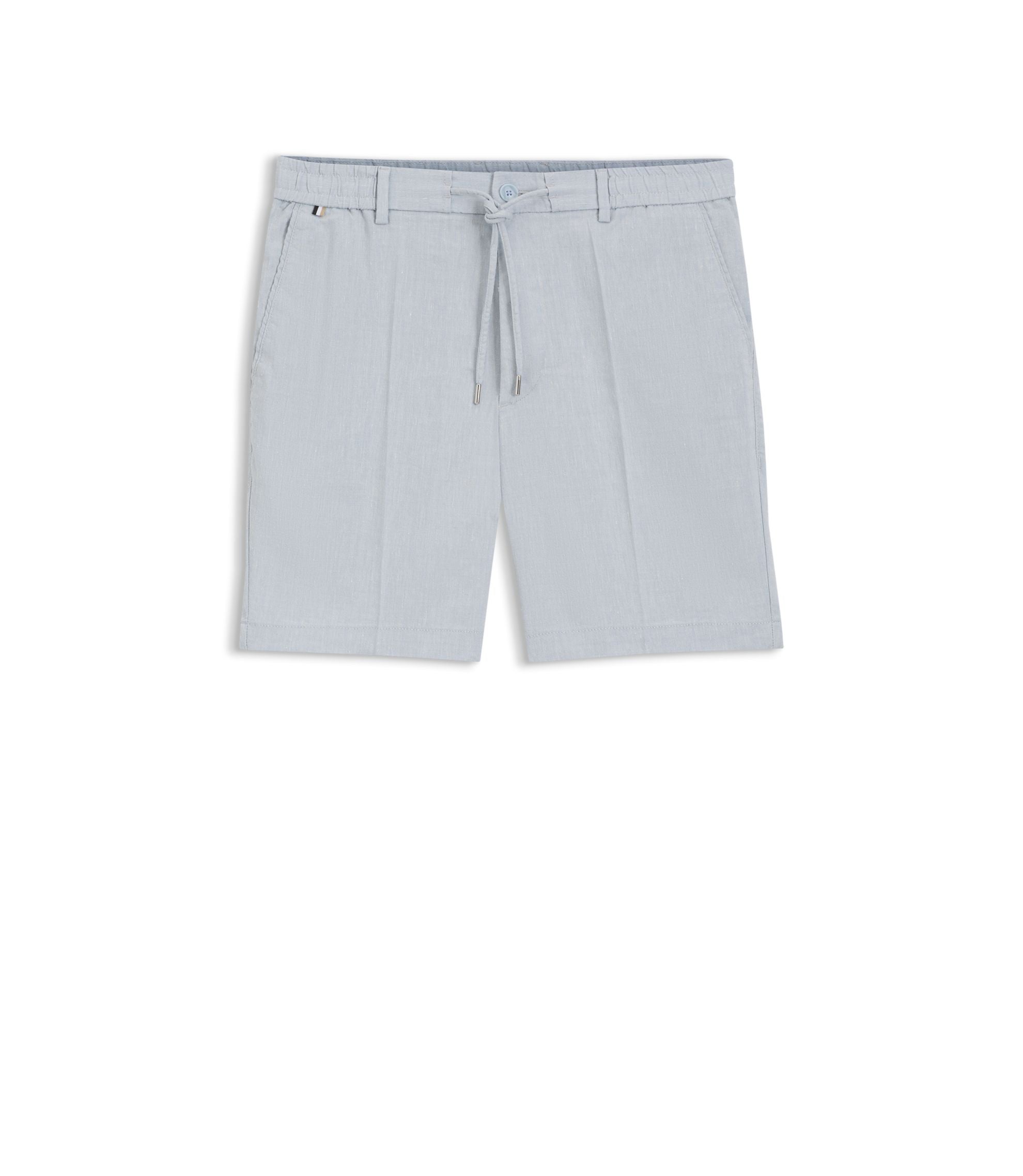 Boss Linen Blend Shorts In A Modern Fit Light Blue