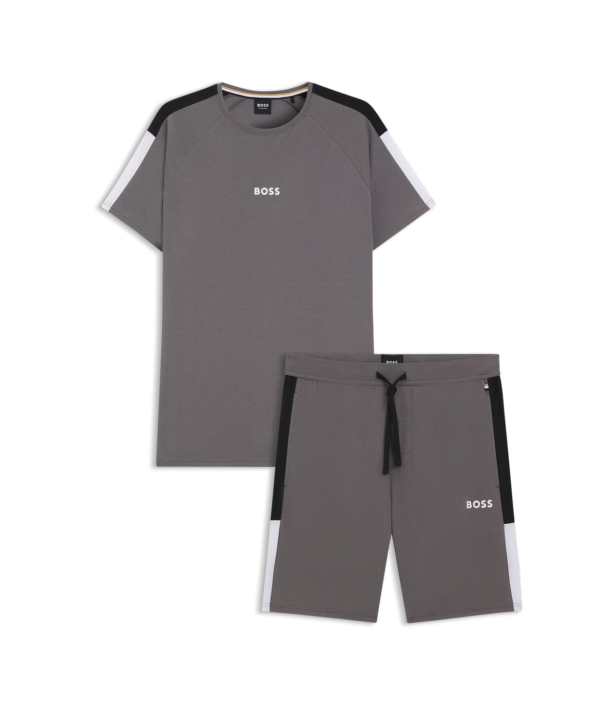Boss Contrast Insert Pyjamas In A Cotton Blend Dark Grey