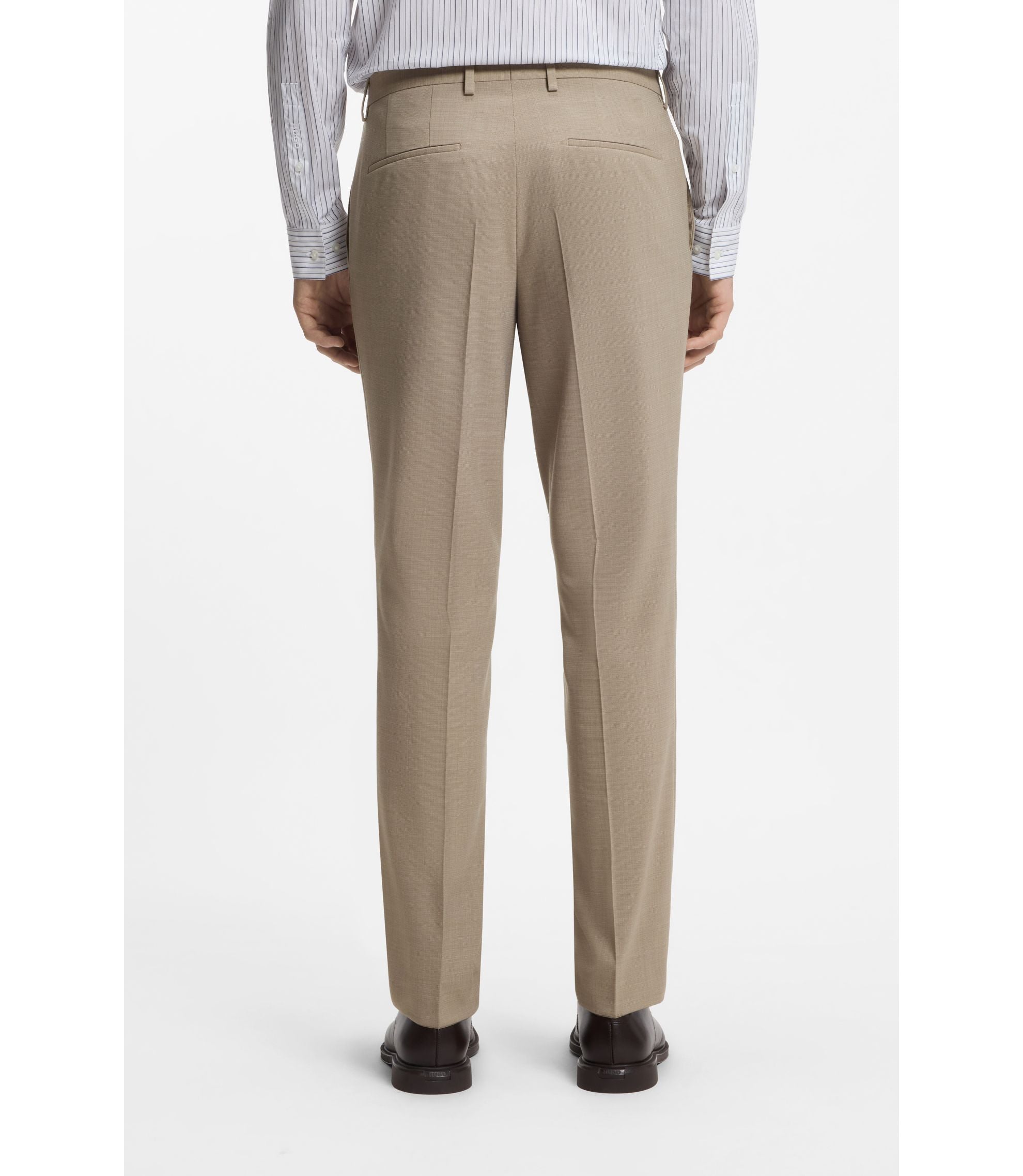Hugo Two Piece Slim Fit Suit In Stretch Cloth Beige