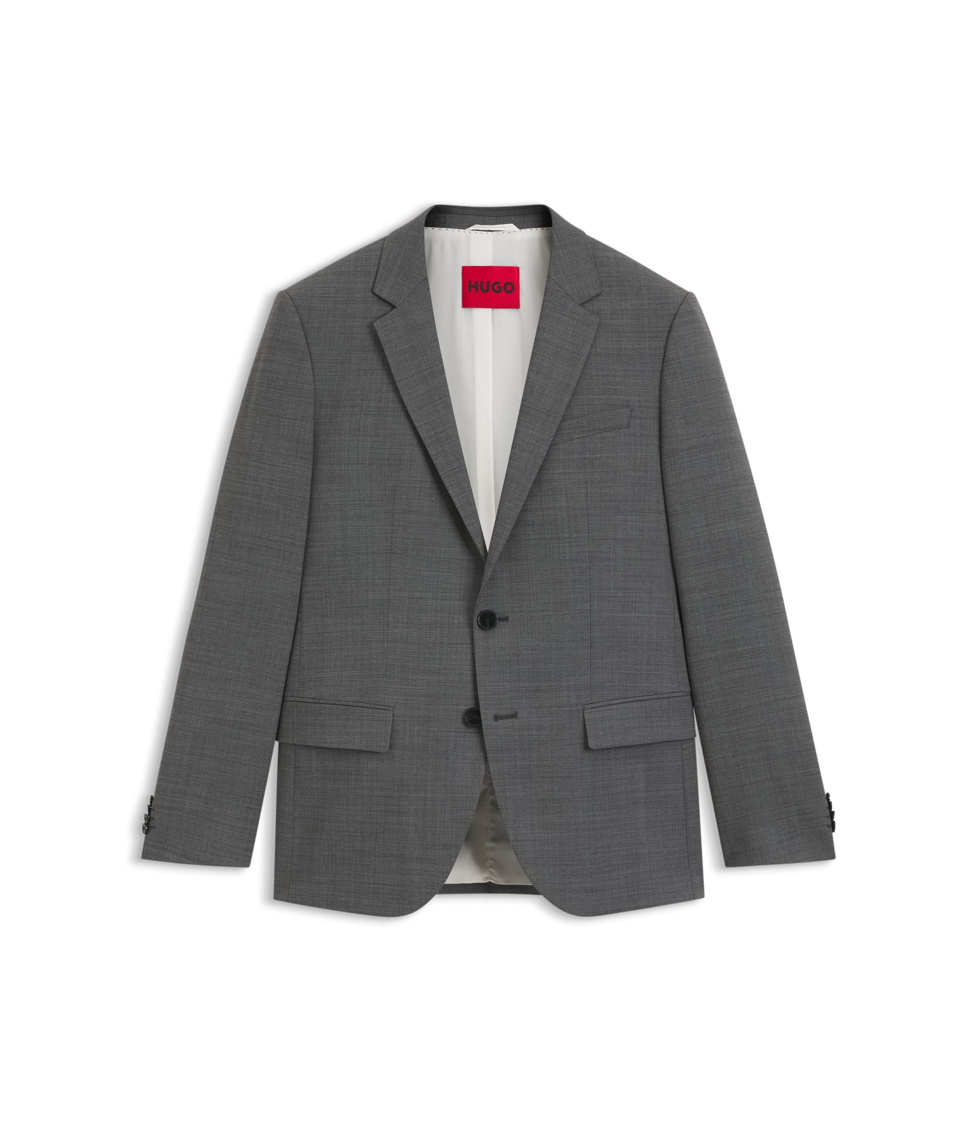 Hugo Slim Fit Jacket In Wool Blend Sharkskin Grey