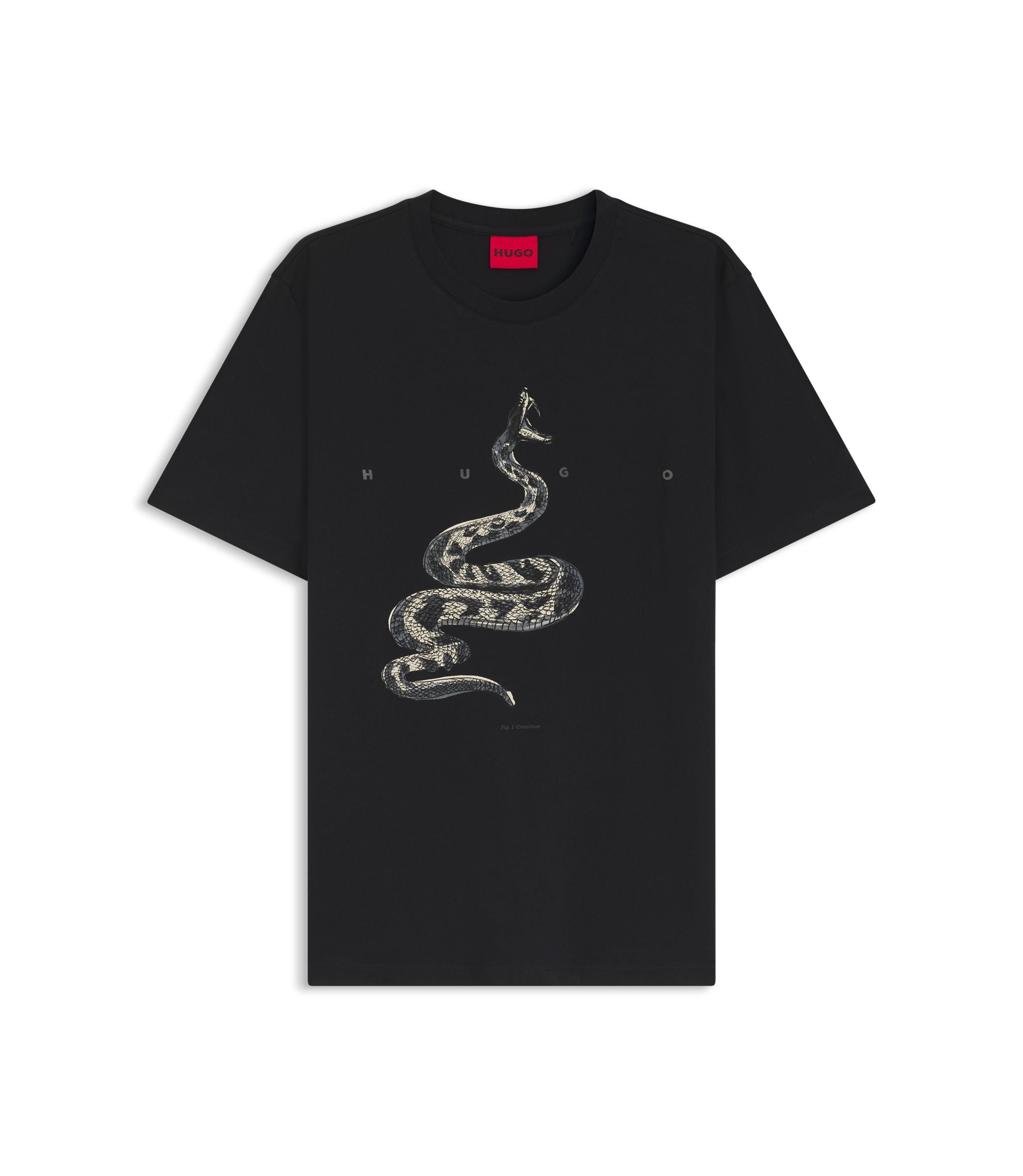 Hugo Cotton Jersey T Shirt With Spaced Out Logo Black