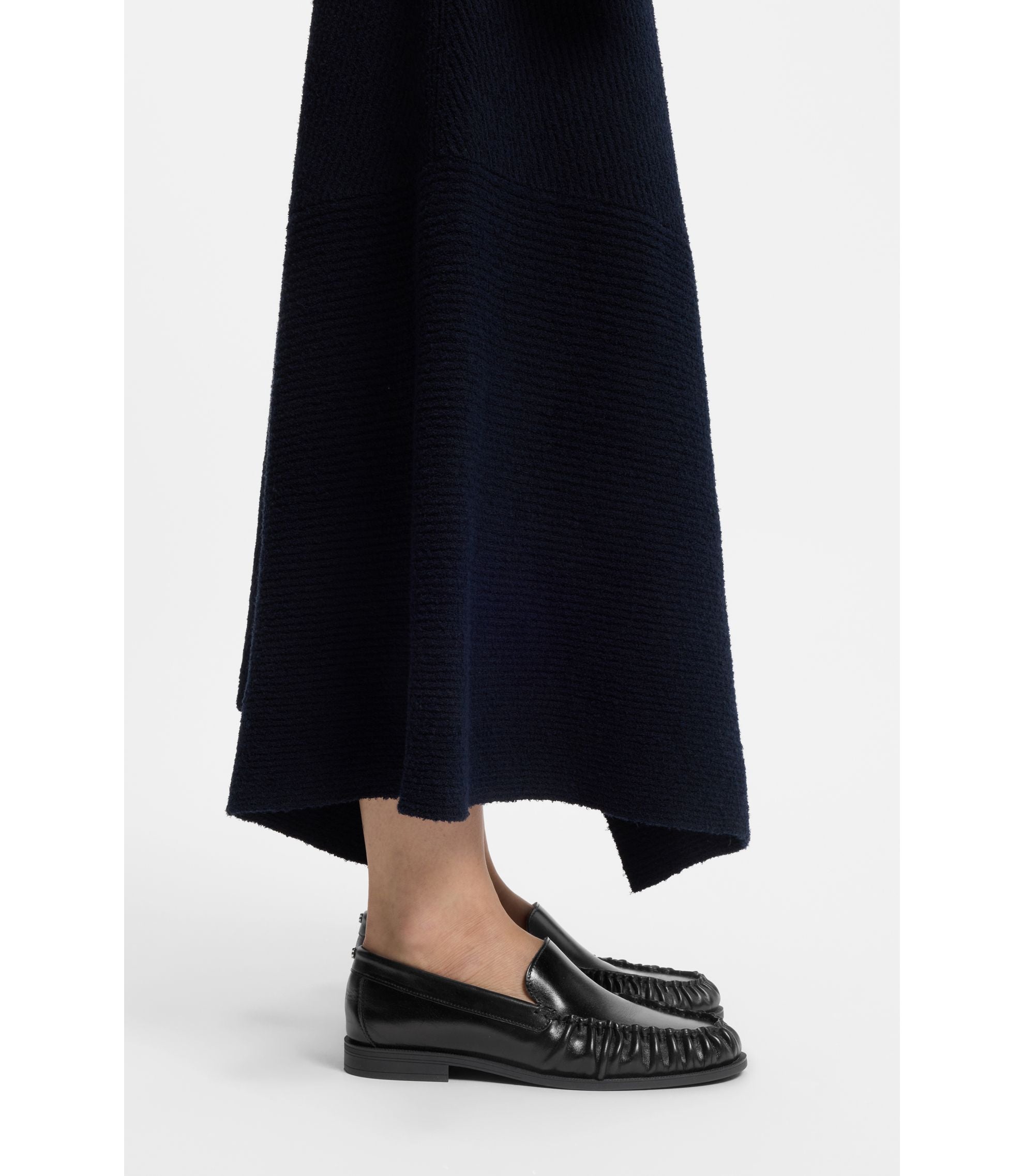 Boss Ruched Detail Moccasins In Leather Black Womens Black