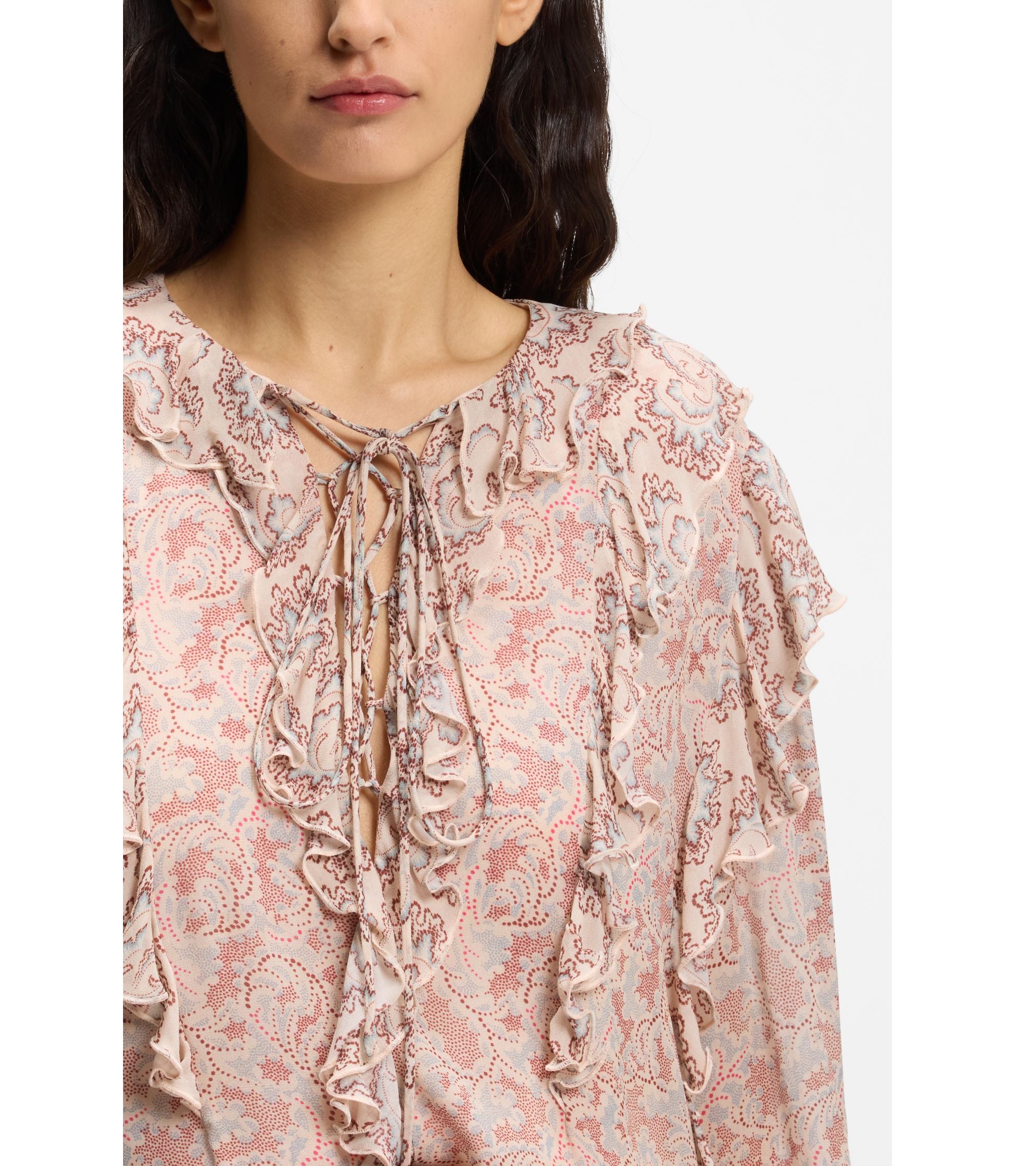 Boss Printed Regular Fit Blouse In Crepe Georgette Patterned Women's