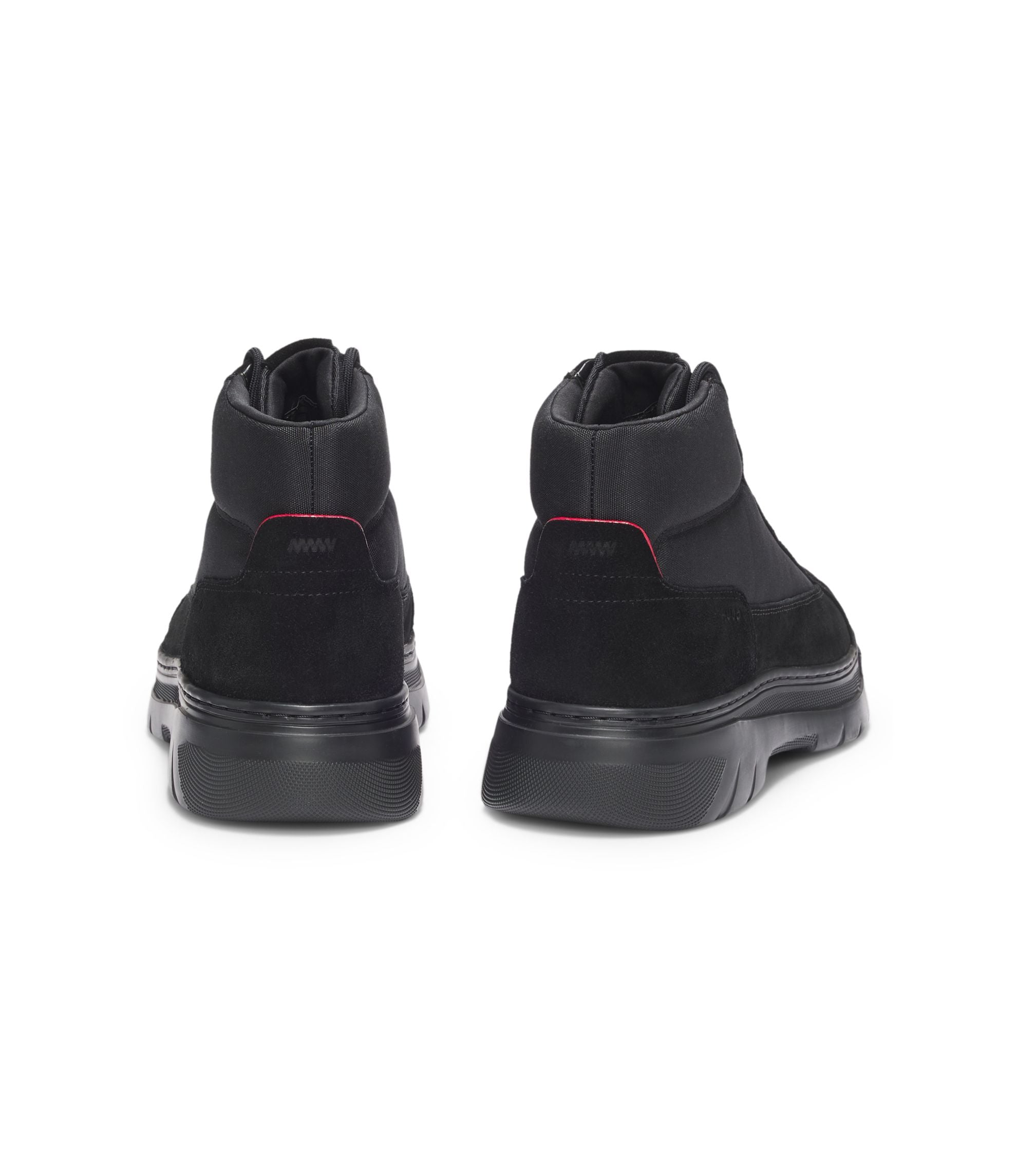 Hugo Canvas Boots With Suede Trims Black Black