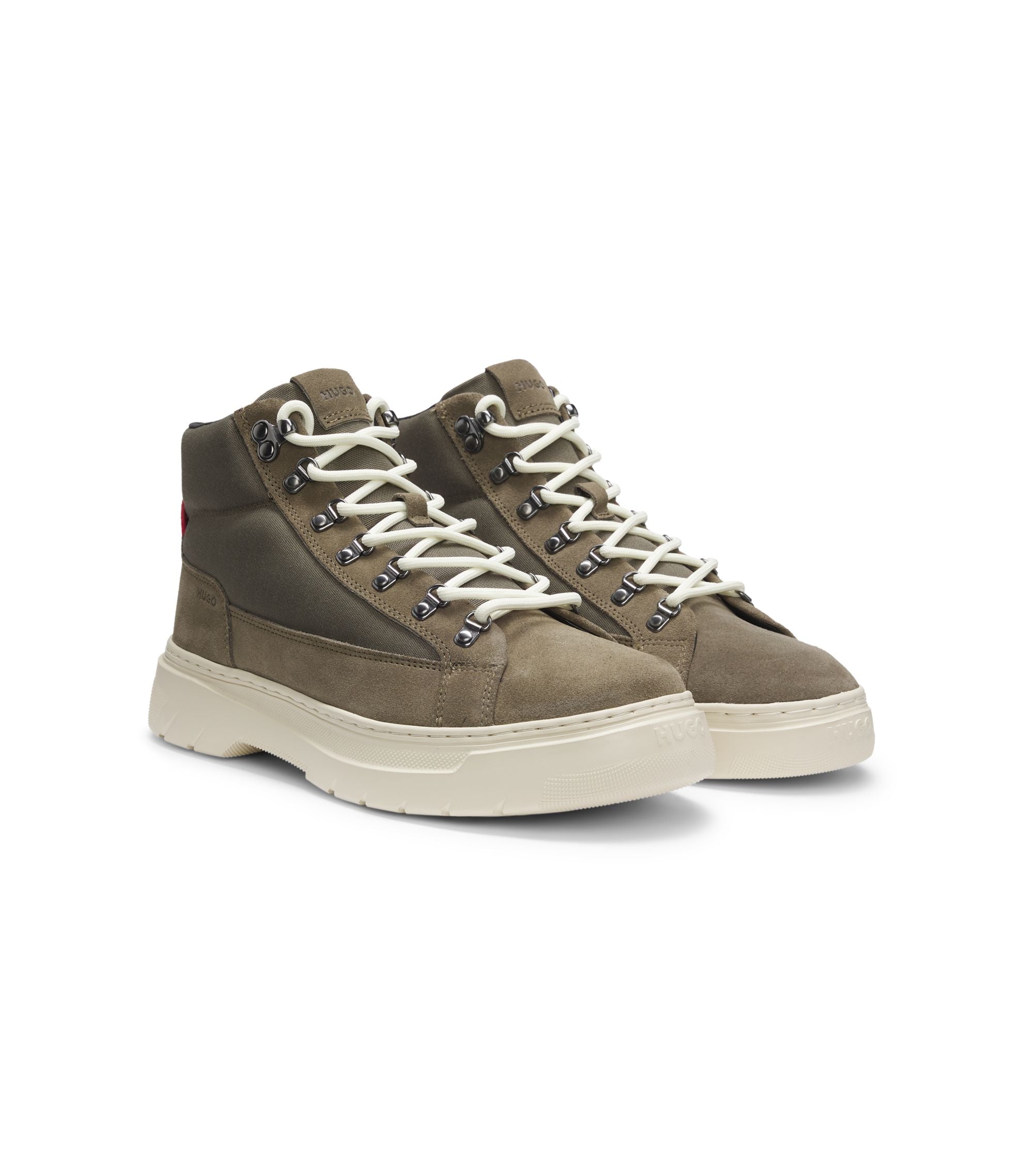 Hugo Canvas Boots With Suede Trims Light Green Light Green