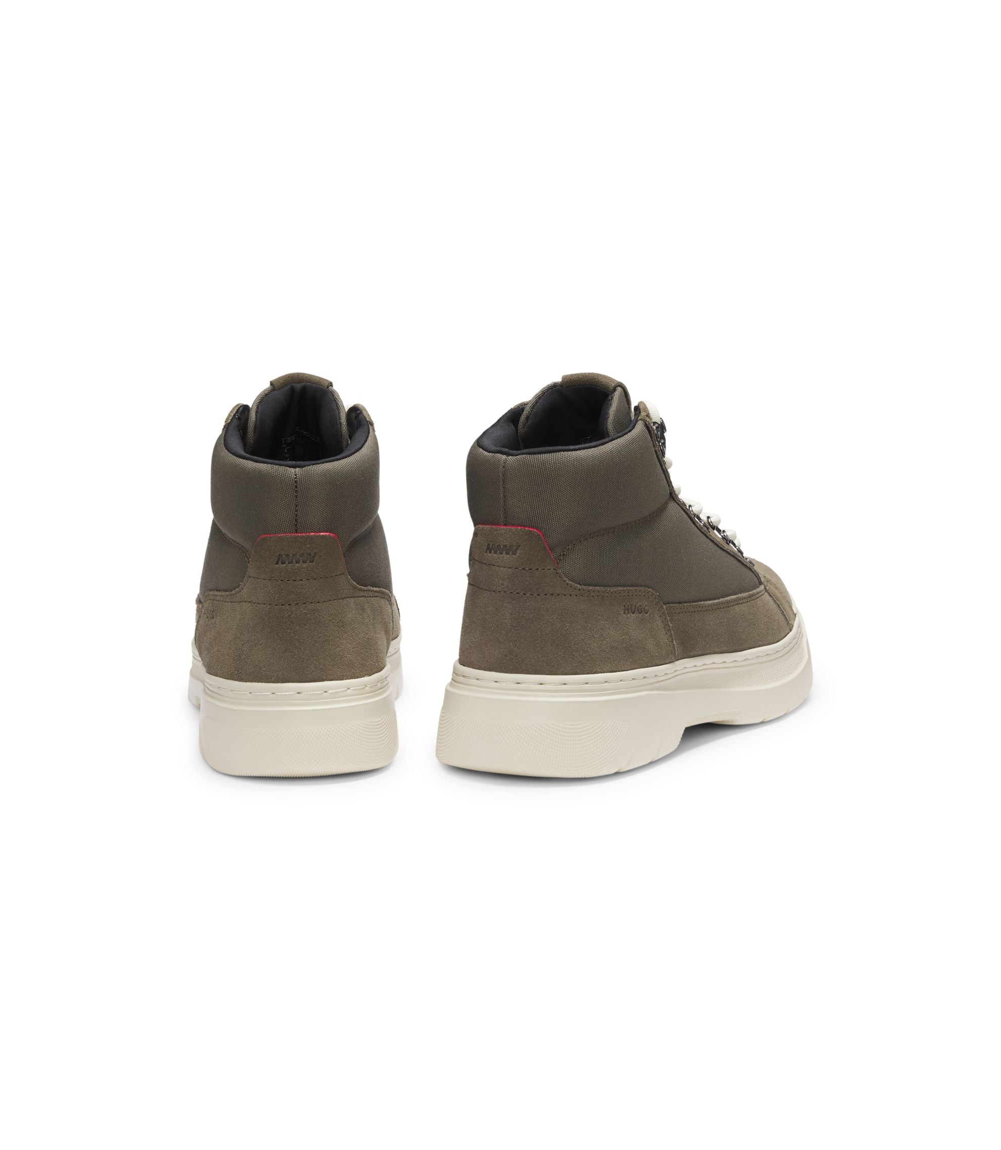 Hugo Canvas Boots With Suede Trims Light Green Light Green