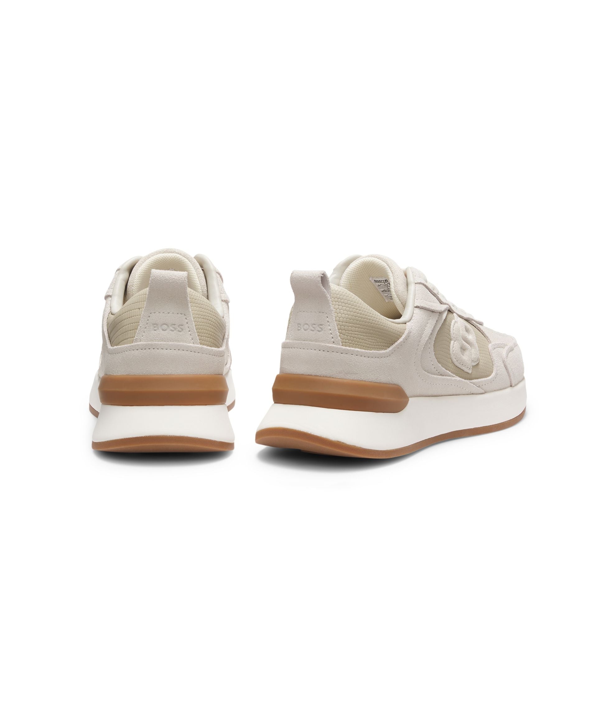 Boss Faux Suede Trainers In Lizard Print Leather Light Beige Womens Light Beige