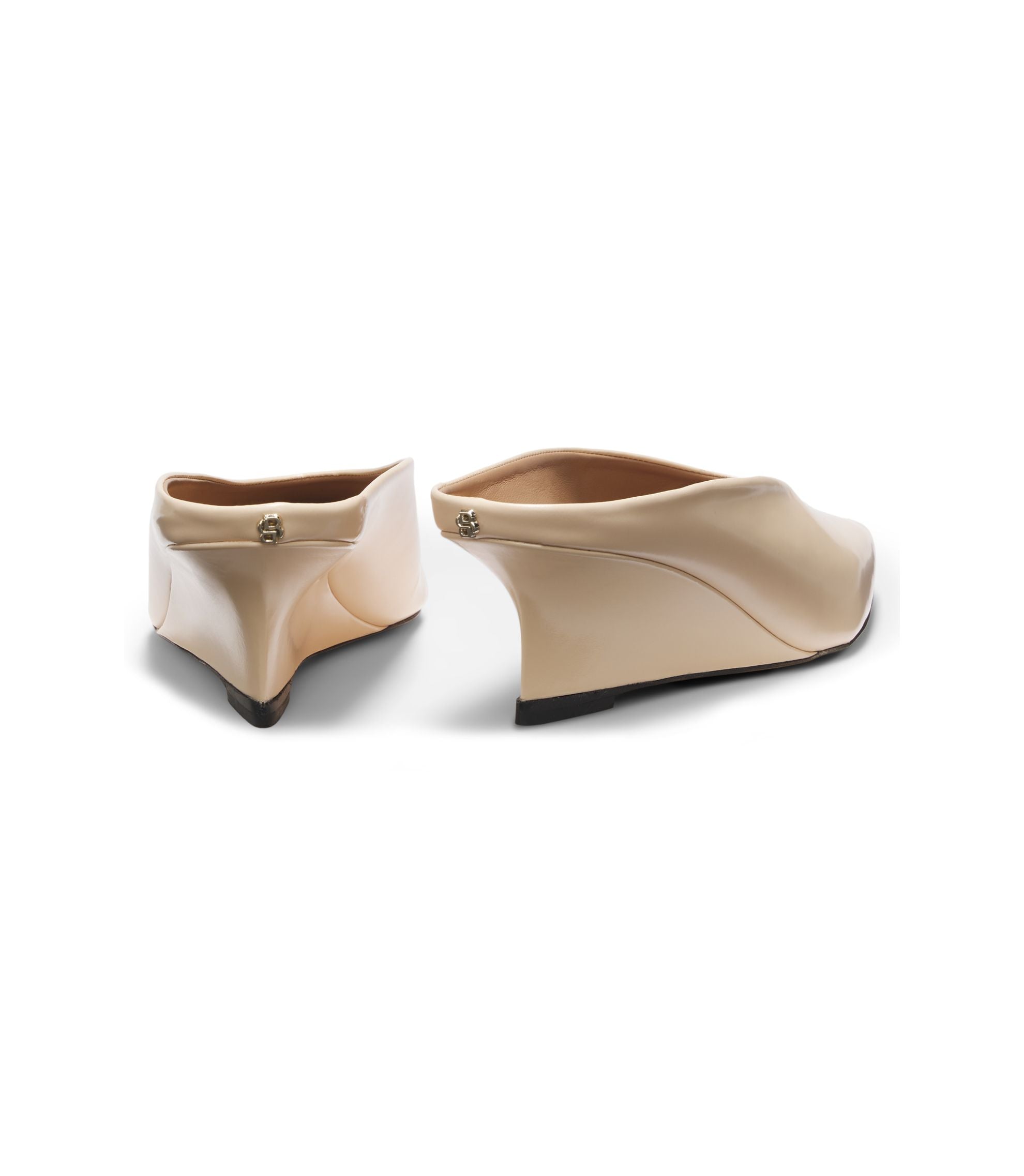 Boss Wedge Heel Mules In Leather White Womens White