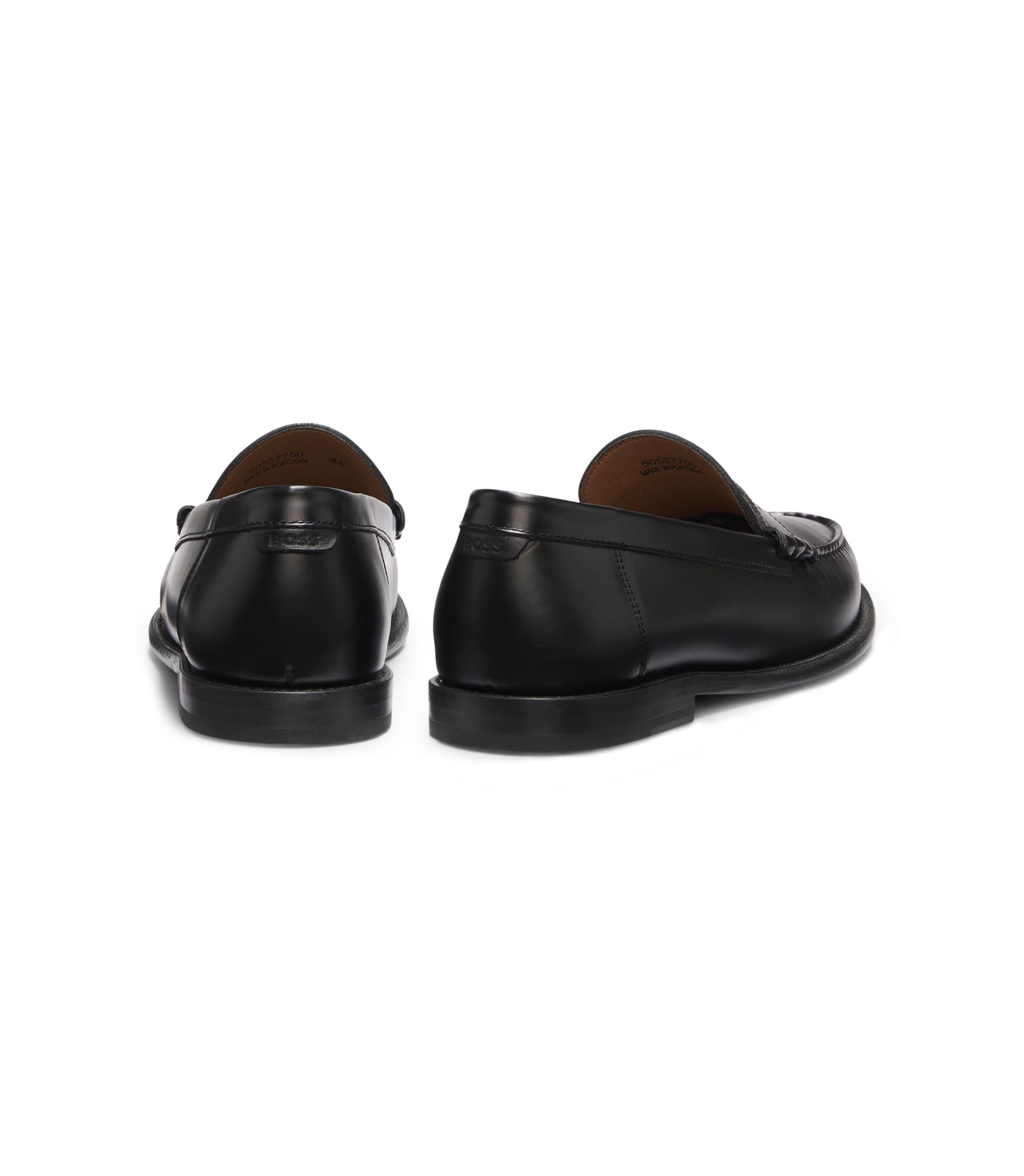 Boss Leather Loafers With Penny Trim Black Black