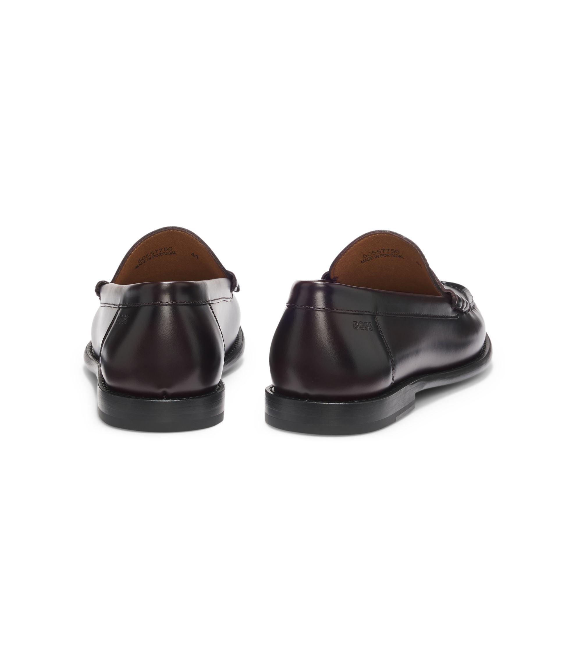 Boss Leather Loafers With Penny Trim Dark Red Dark Red