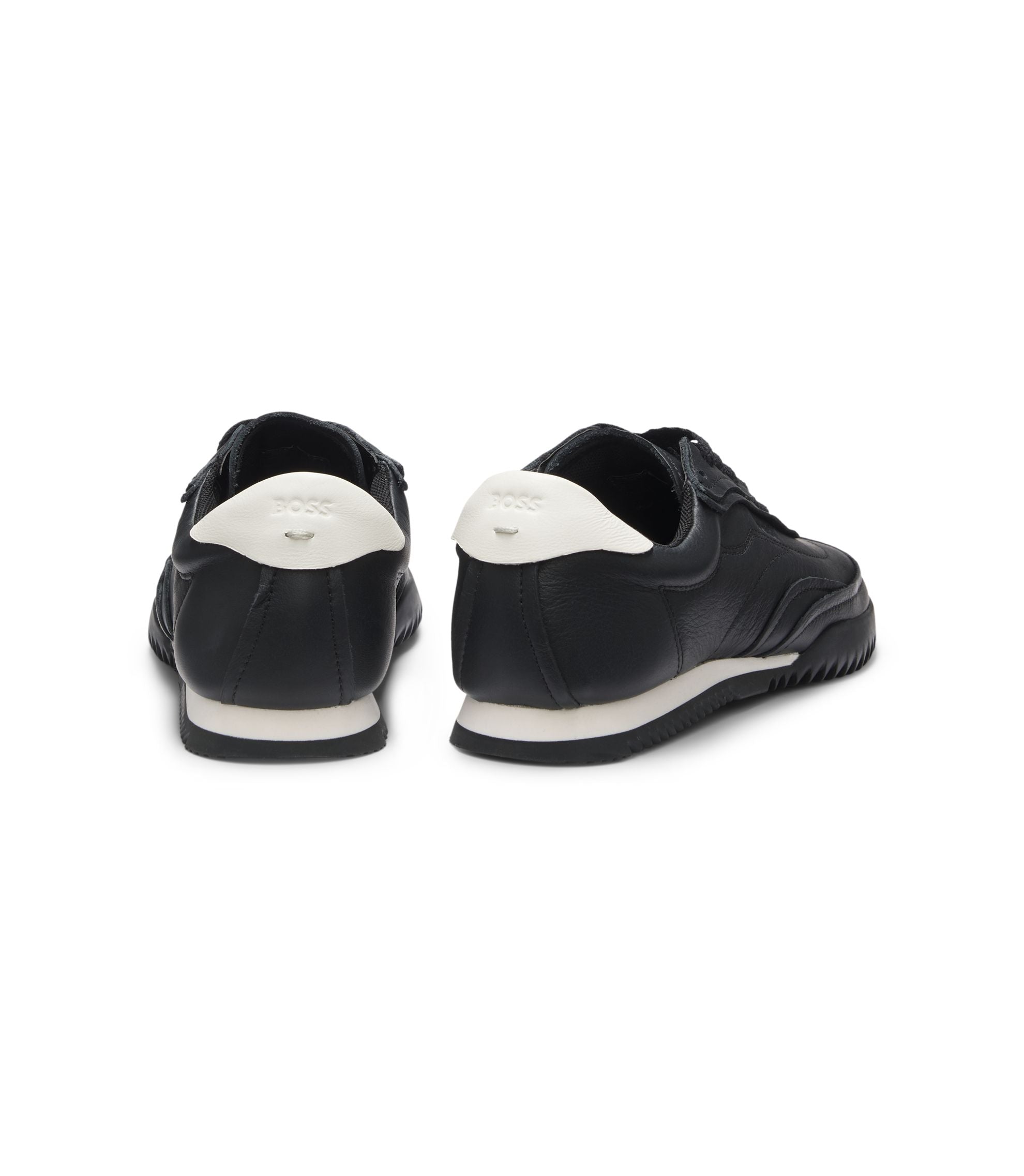 Boss Embossed Logo Trainers In Leather Black Womens Black