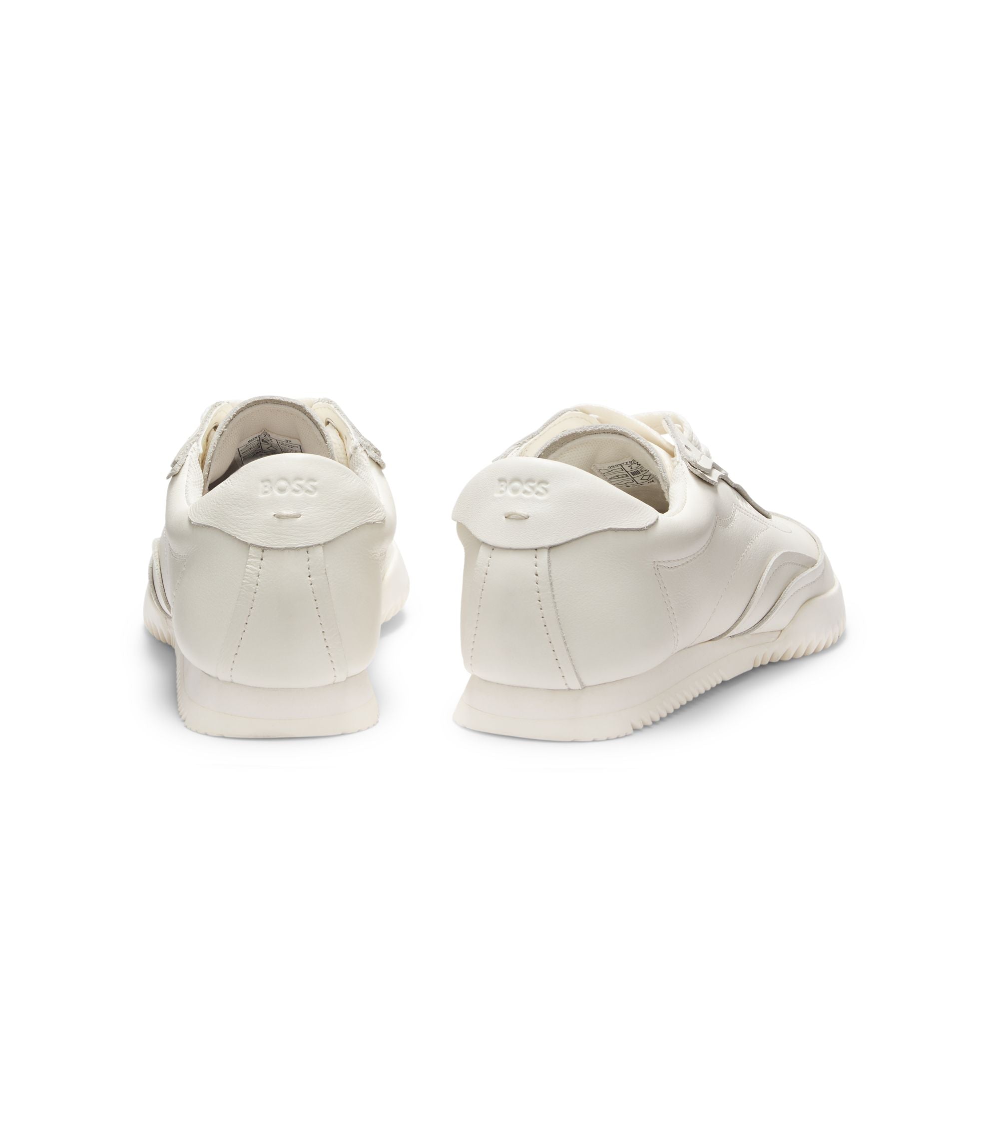 Boss Embossed Logo Trainers In Leather White Womens White