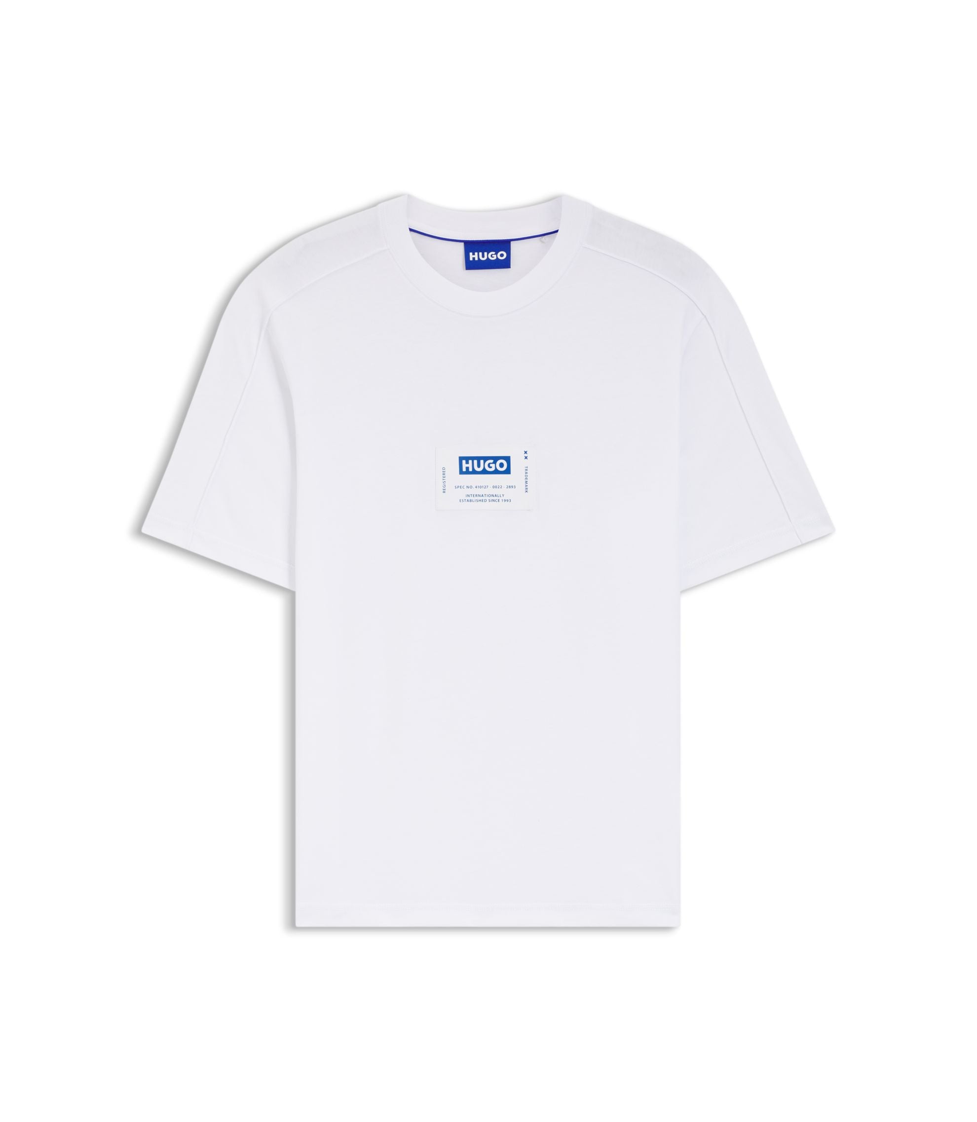 Hugo Cotton Jersey T Shirt With Workwear Logo Label White