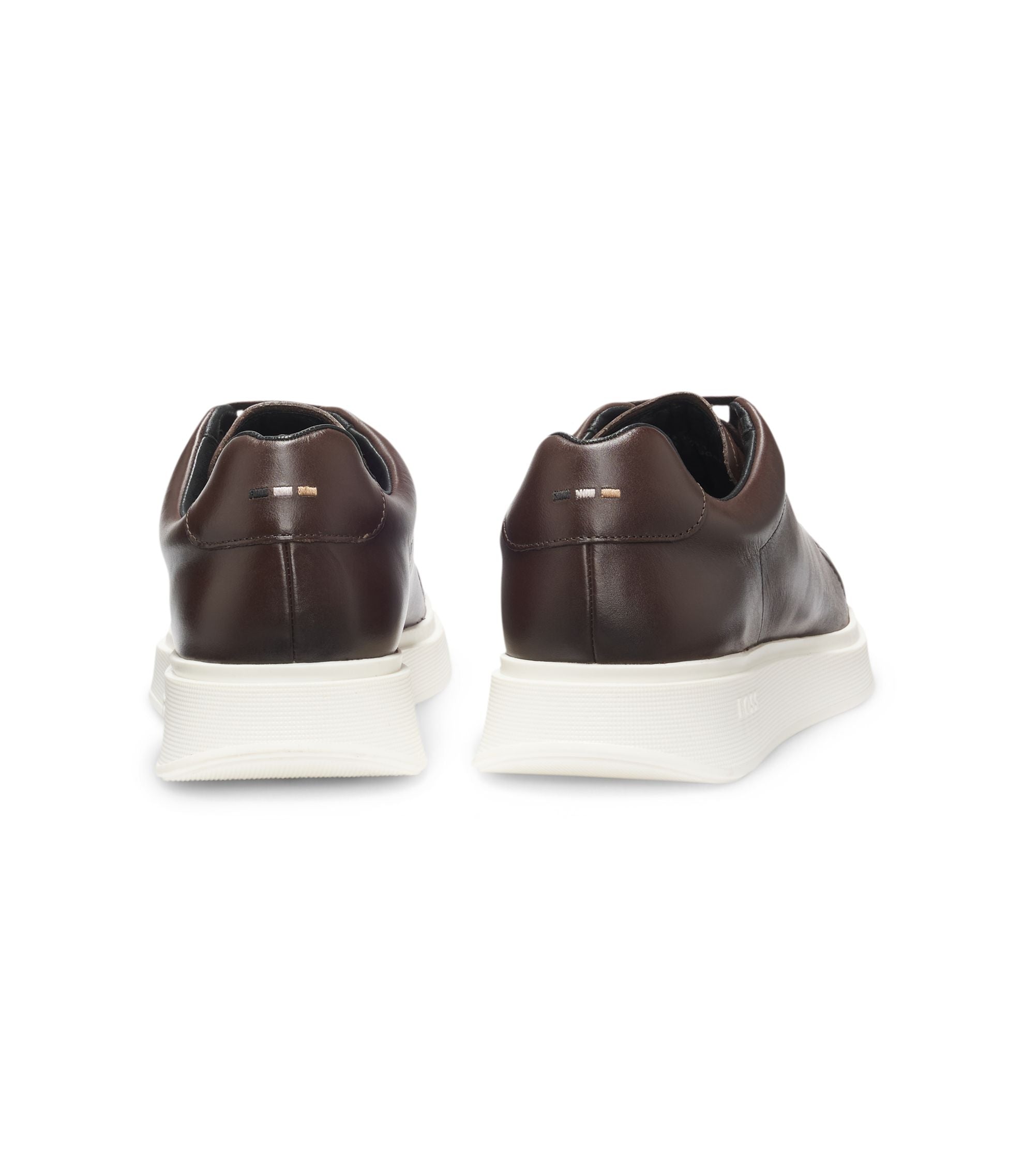 Boss Rubber Sole Trainers In Leather Dark Brown Dark Brown