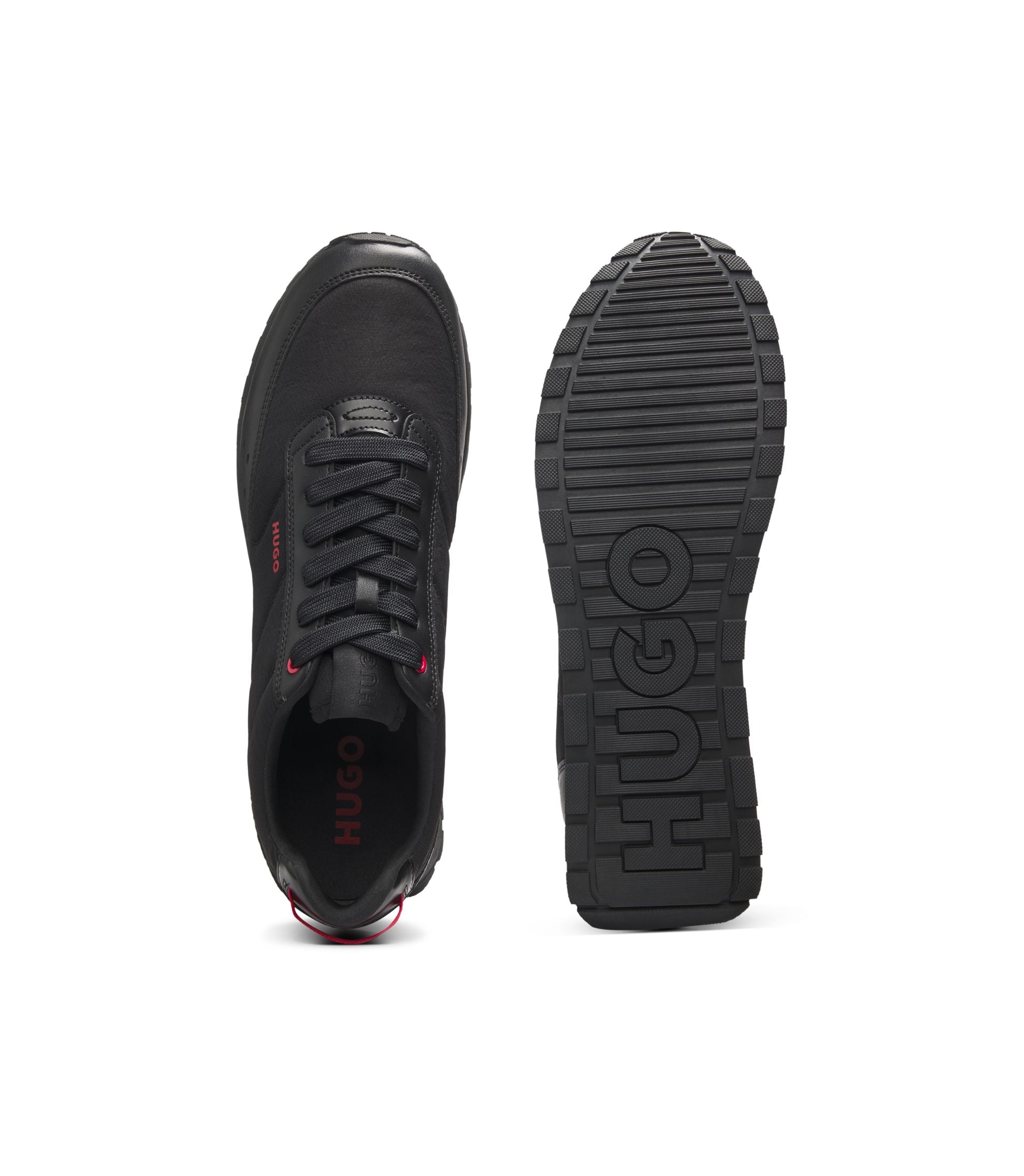 Hugo Running Inspired Trainers With Zigzag Detailing Black Black