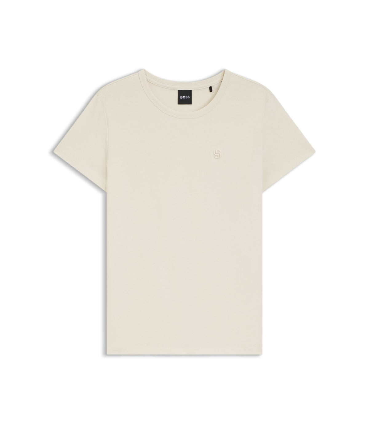 Boss Cotton Jersey Slim Fit T Shirt With Double B Monogram White Women's