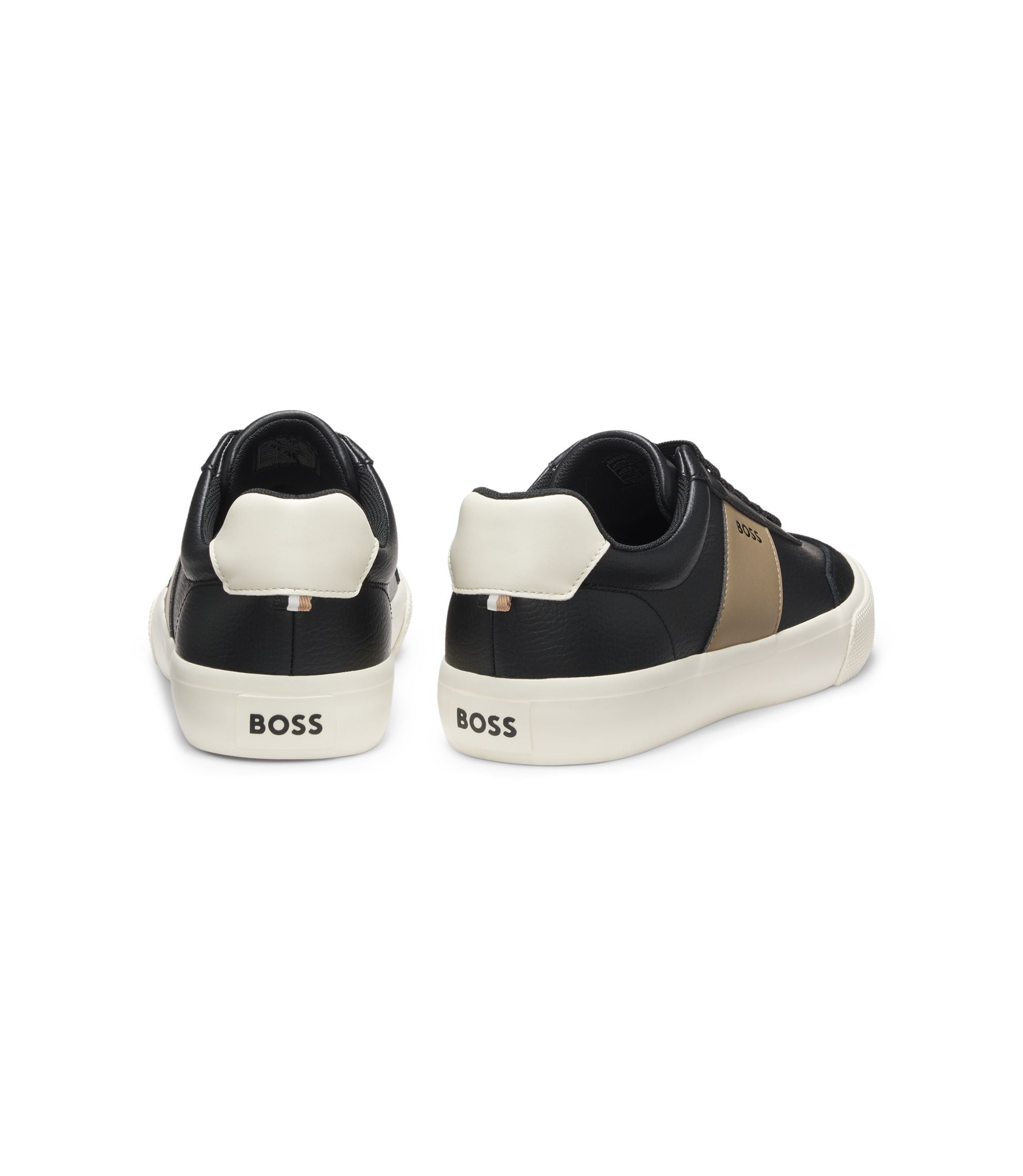 Boss Leather Trim Trainers In Faux Leather Dark Grey Dark Grey
