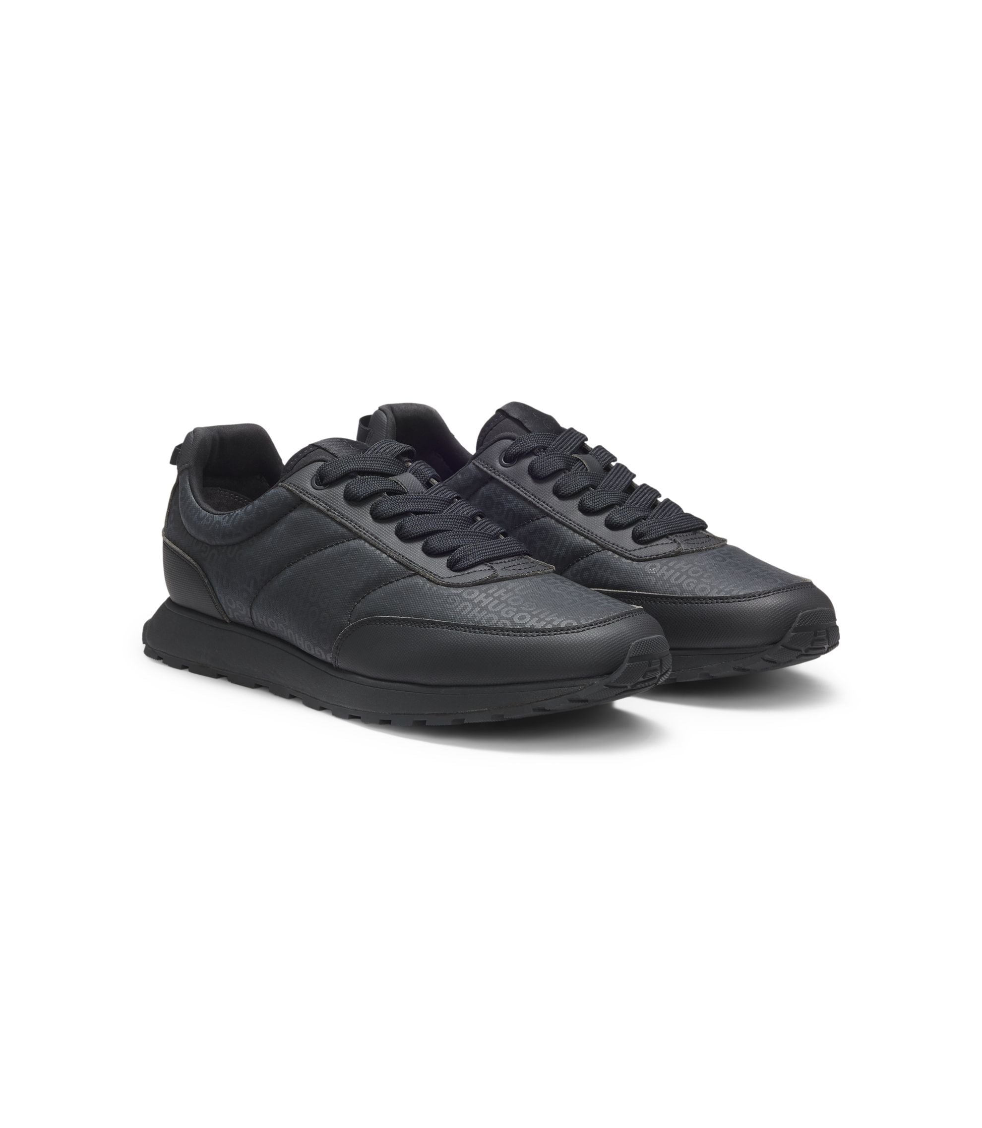Hugo Low Top Trainers With Monogrammed Uppers Black Black