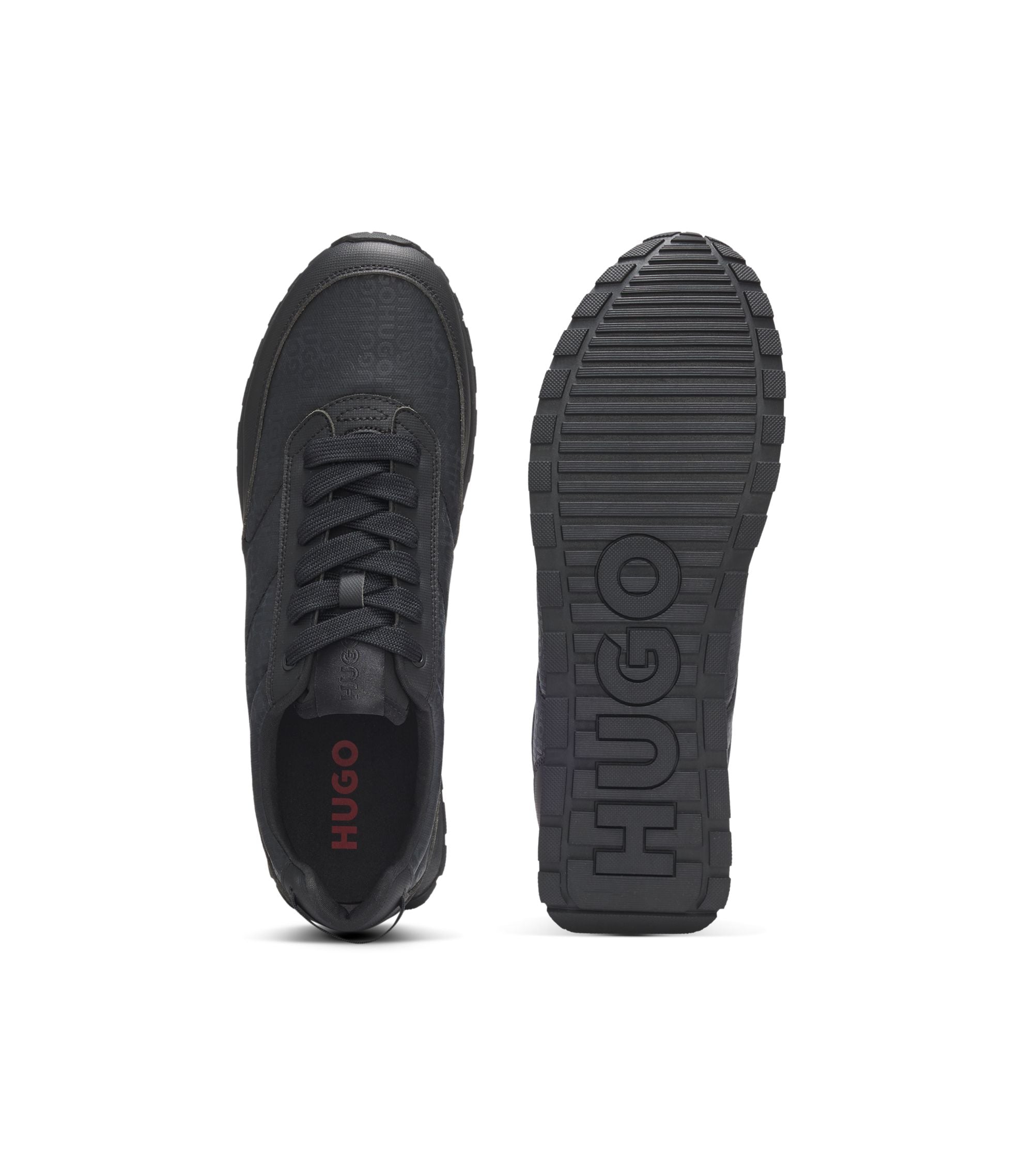 Hugo Low Top Trainers With Monogrammed Uppers Black Black