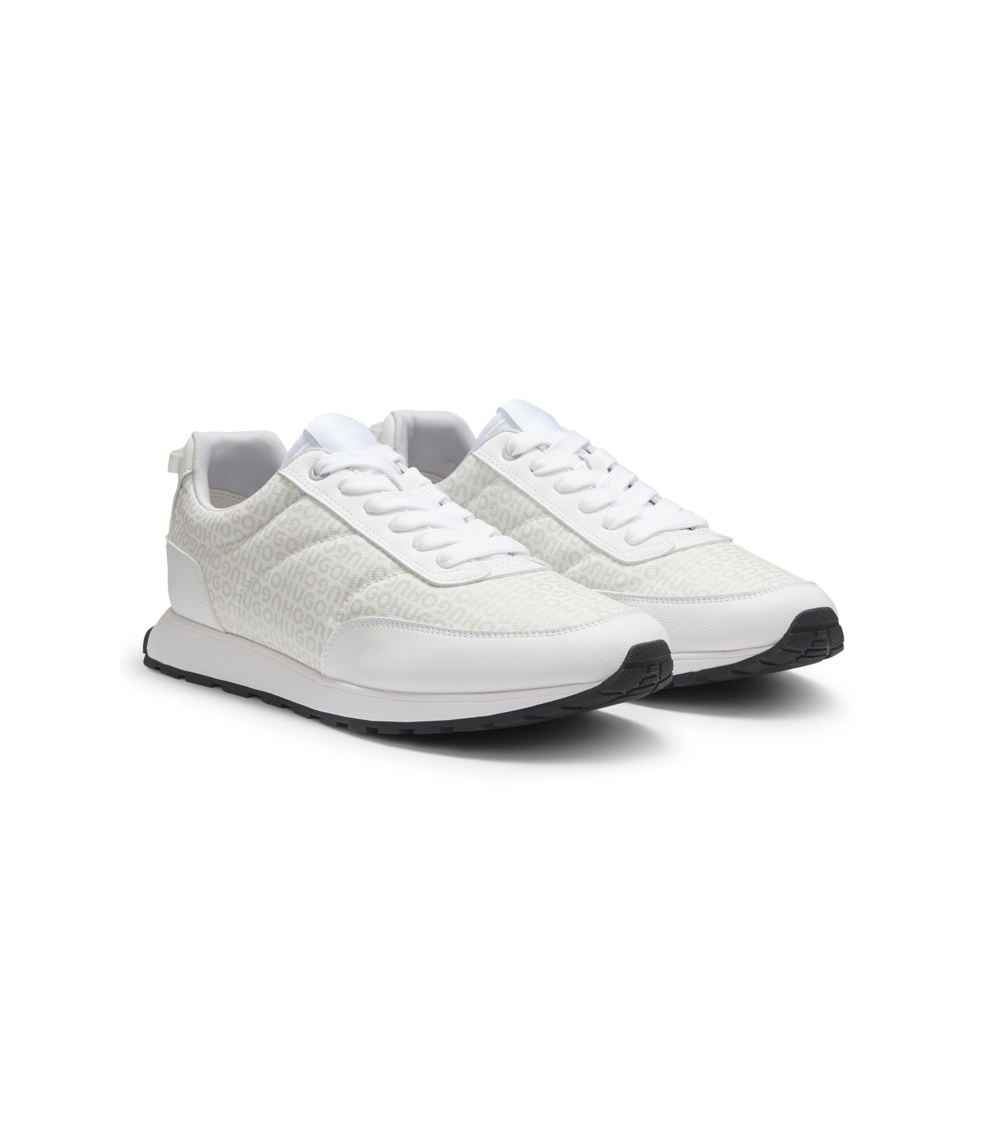 Hugo Low Top Trainers With Monogrammed Uppers White White
