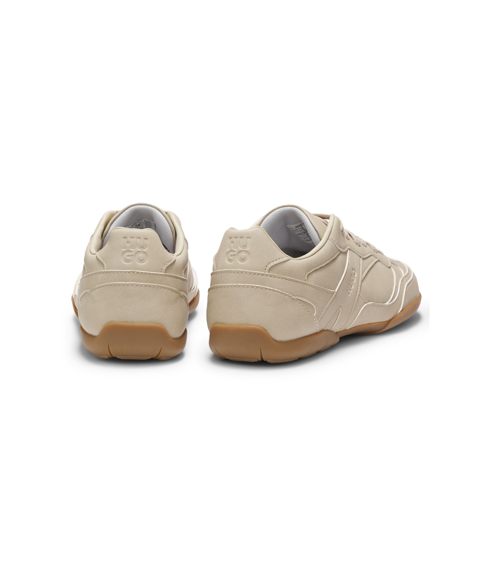 Hugo Stacked Logo Trainers In Faux Leather Light Beige Light Beige