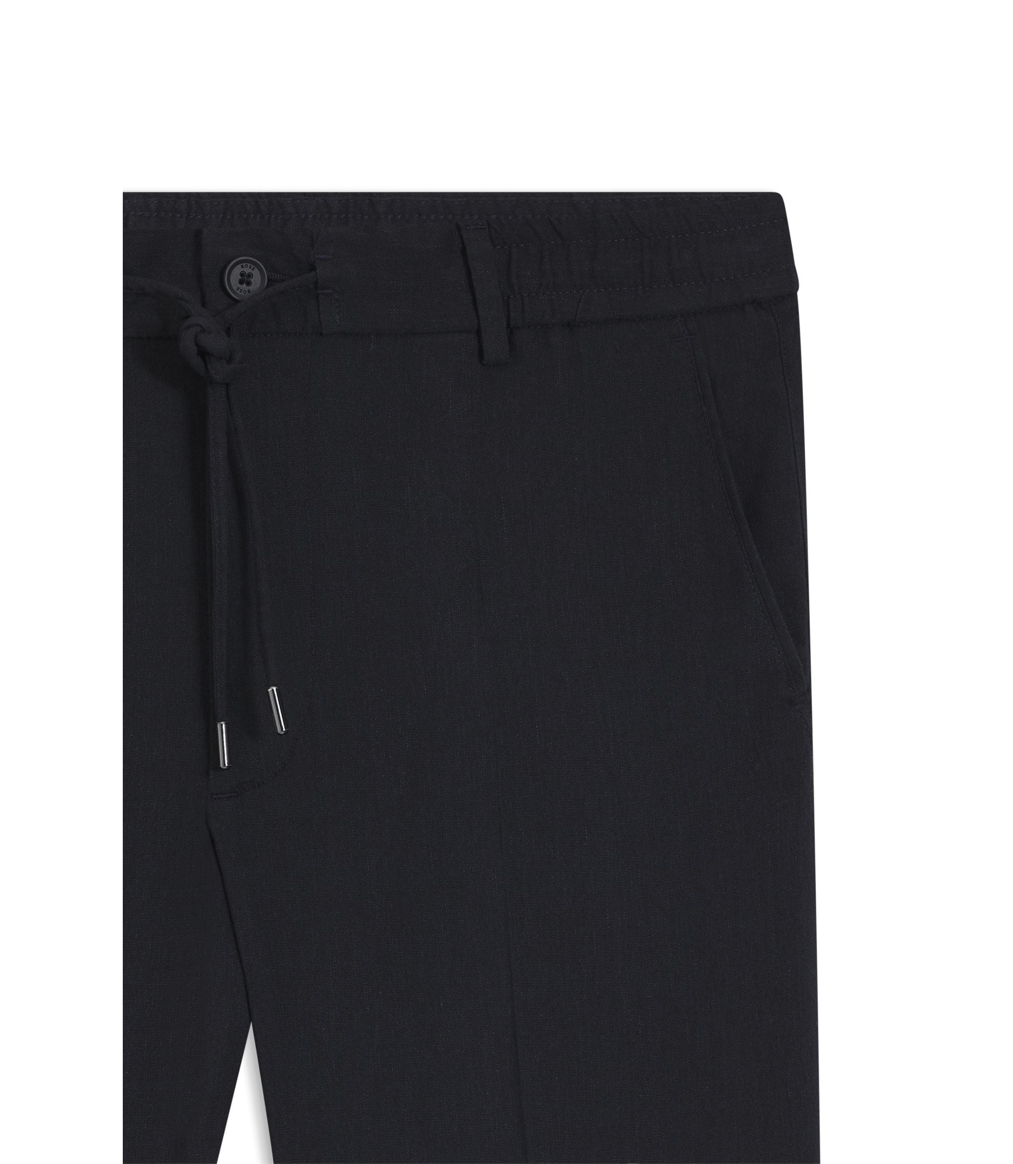 Boss Modern Fit Trousers In A Linen Blend Dark Blue