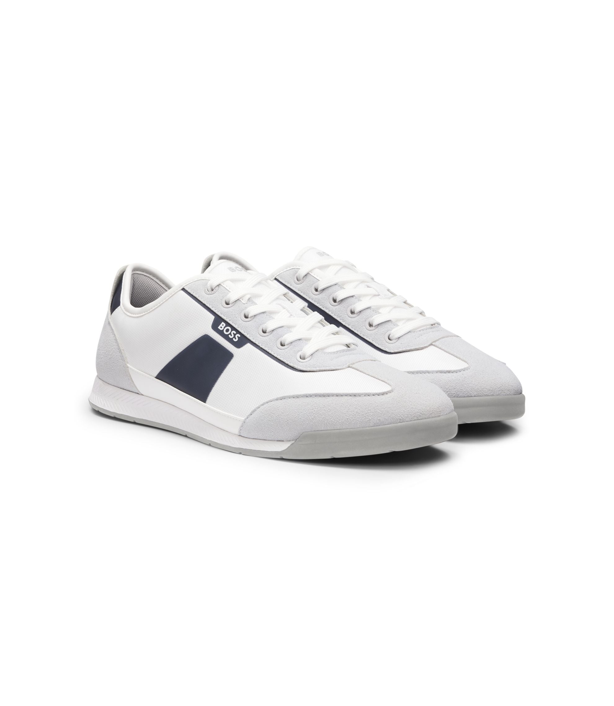 Boss Low Top Trainers With Structured Trims White White
