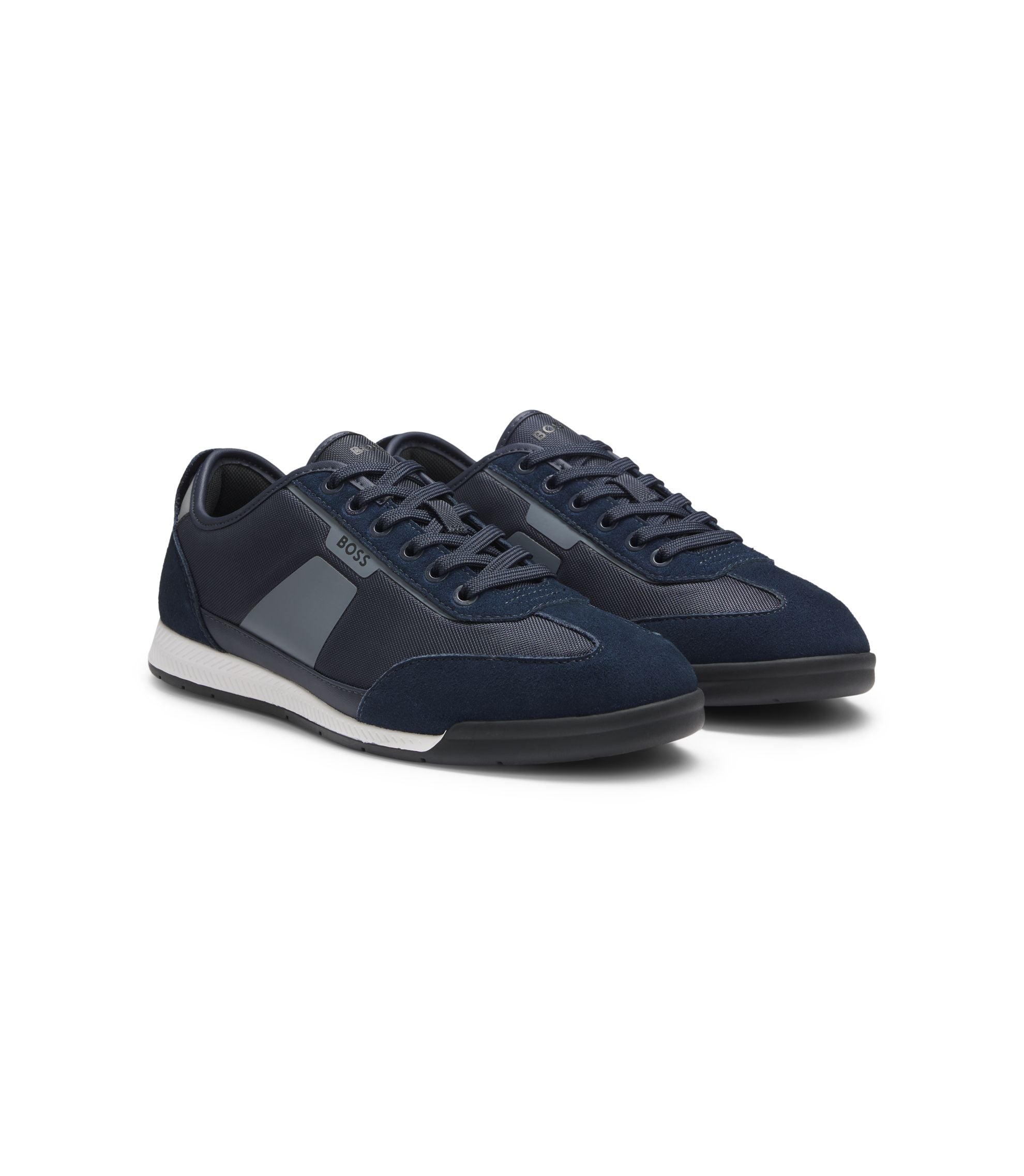 Boss Low Top Trainers With Structured Trims Light Blue Light Blue