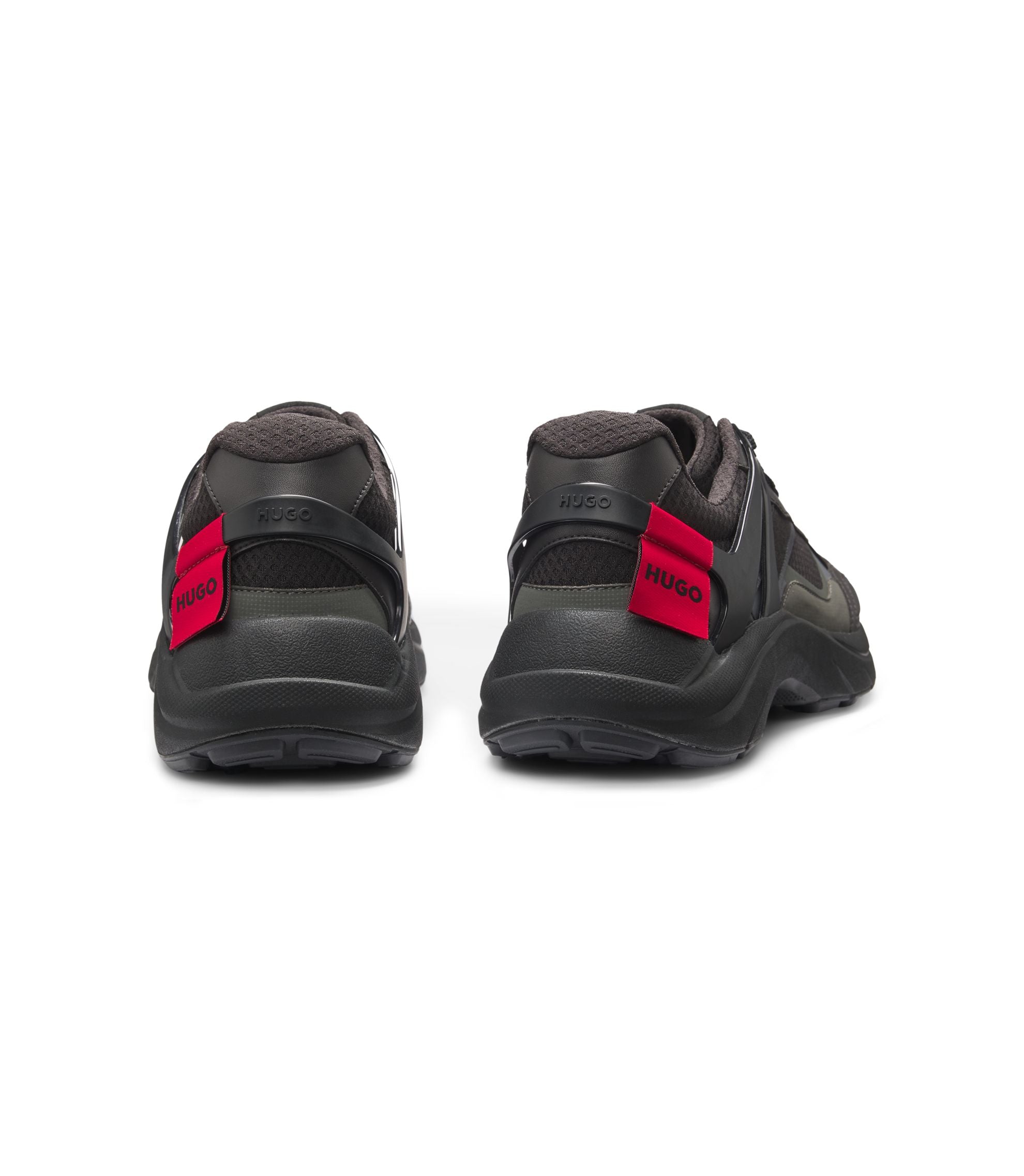 Hugo Heel Spoiler Trainers With Faux Suede Accents Black Black