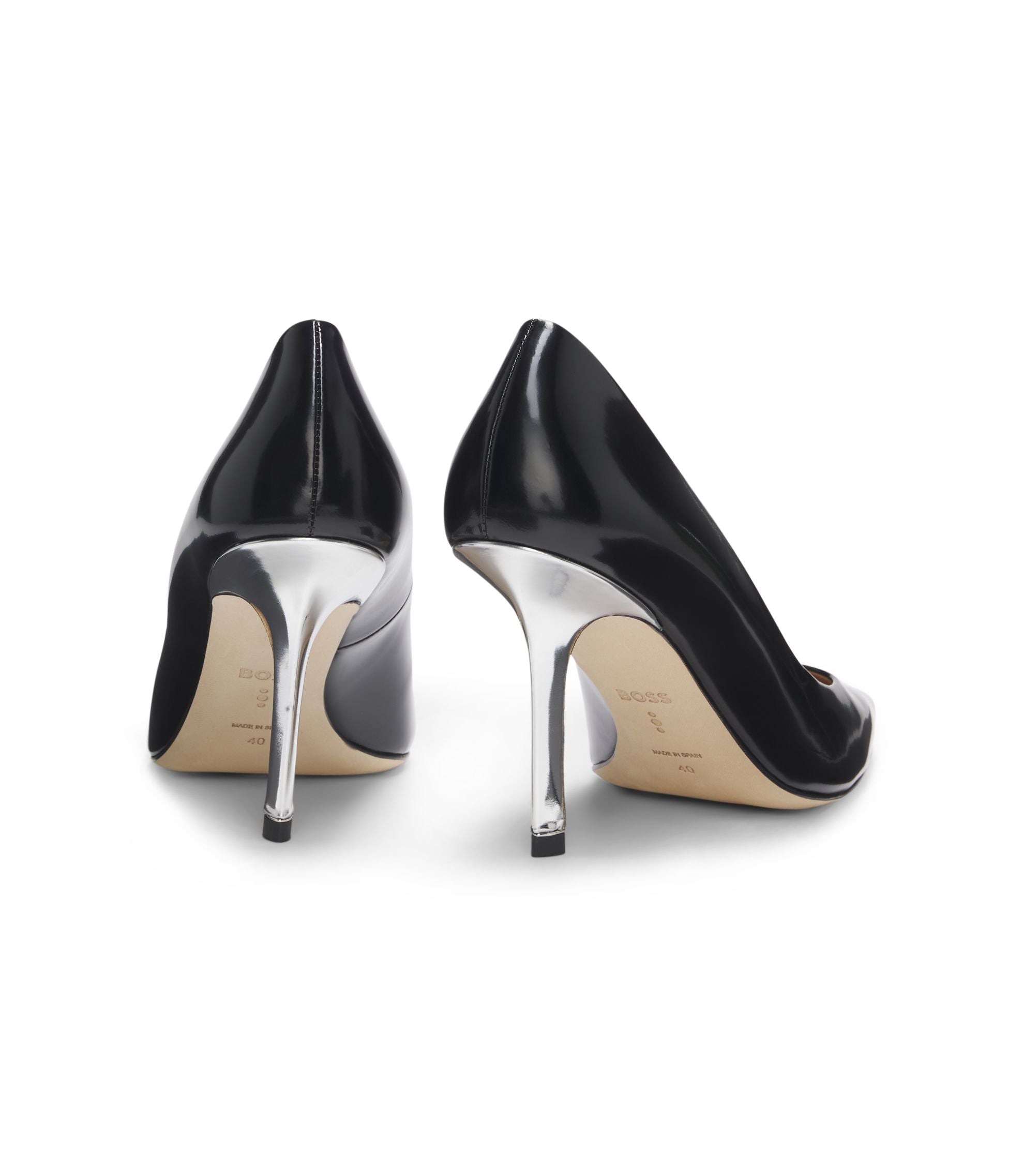 Boss Leather Pumps With Silver Tone Heel Black Womens Black