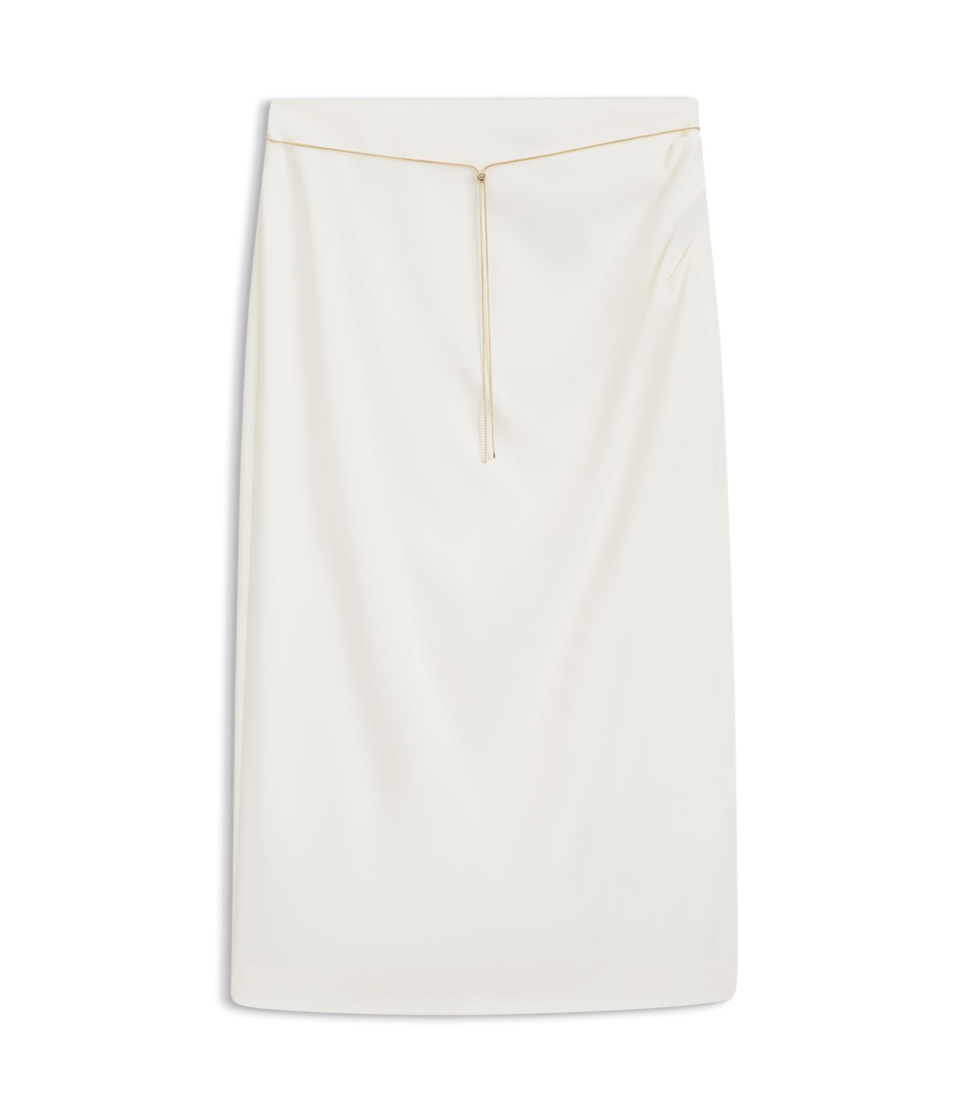 Hugo Pencil Skirt With Gold Tone Chain Belt White Women's
