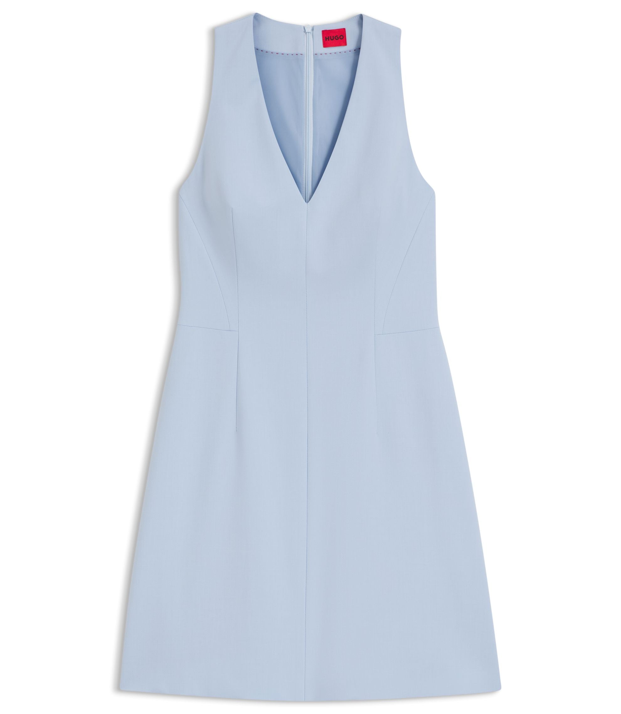 Hugo V Neck Dress With Seam Details Light Blue Women's
