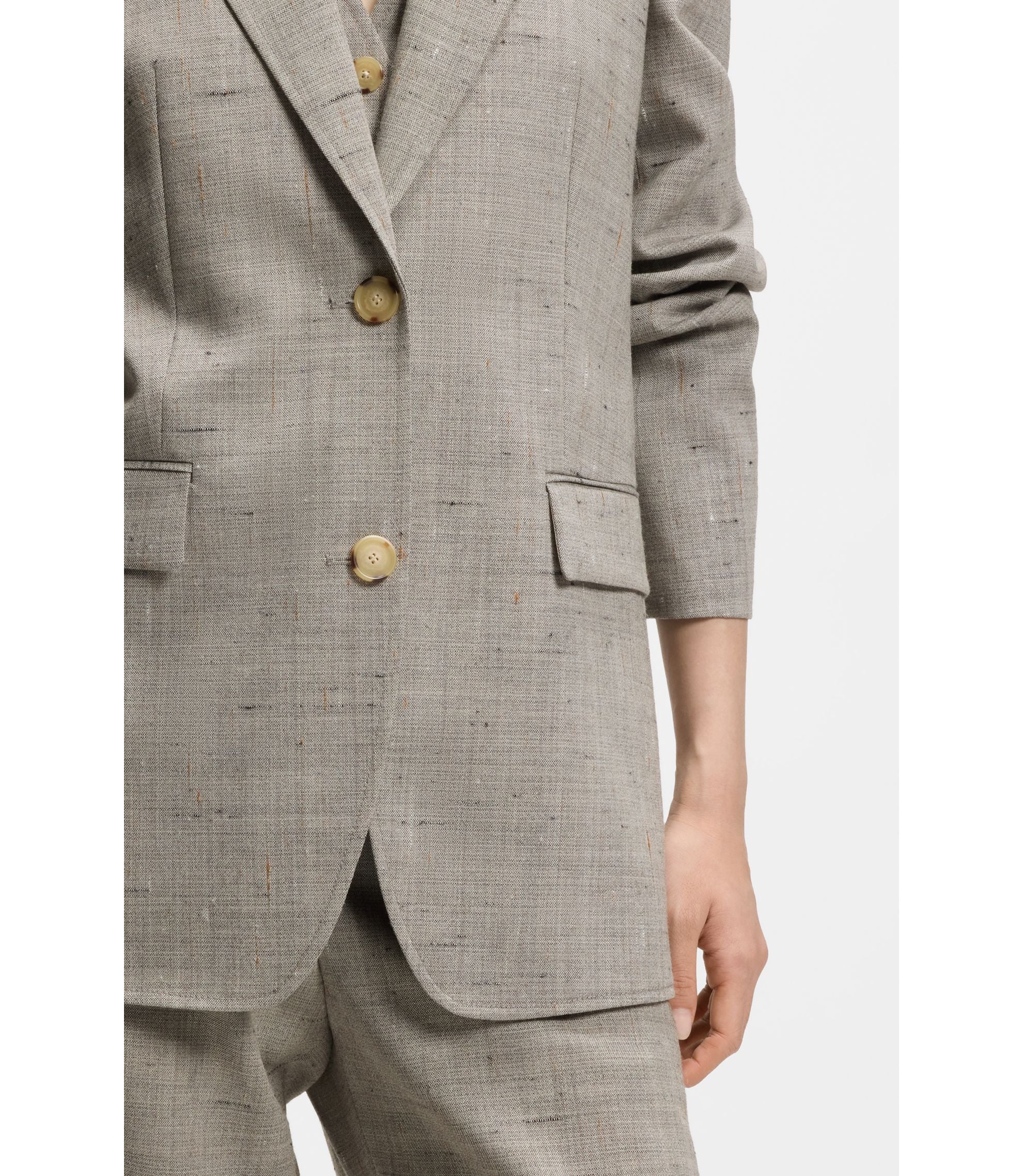 Boss Regular Fit Blazer In A Wool Blend Patterned Women's