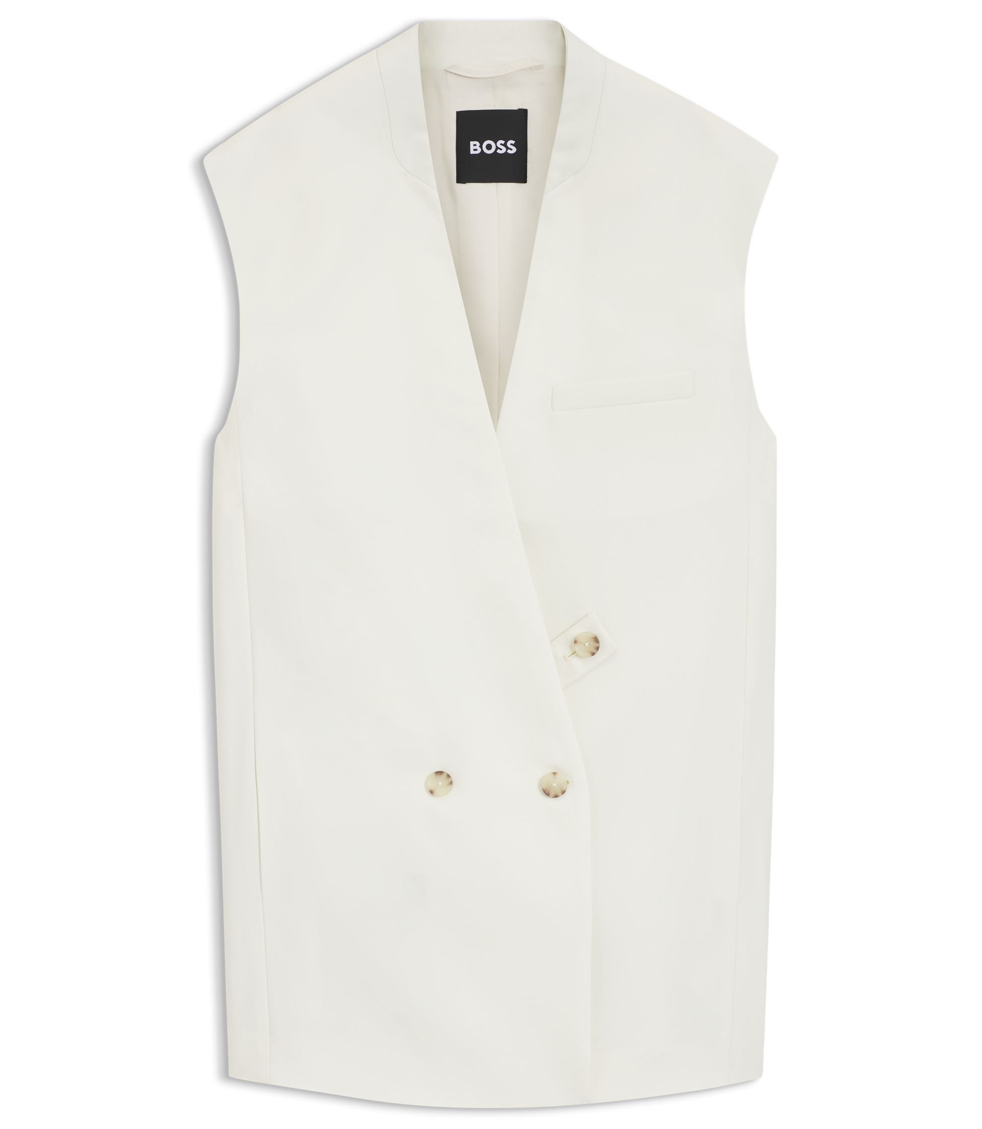Boss Sleeveless Relaxed Fit Blazer In A Wool Blend White Women's