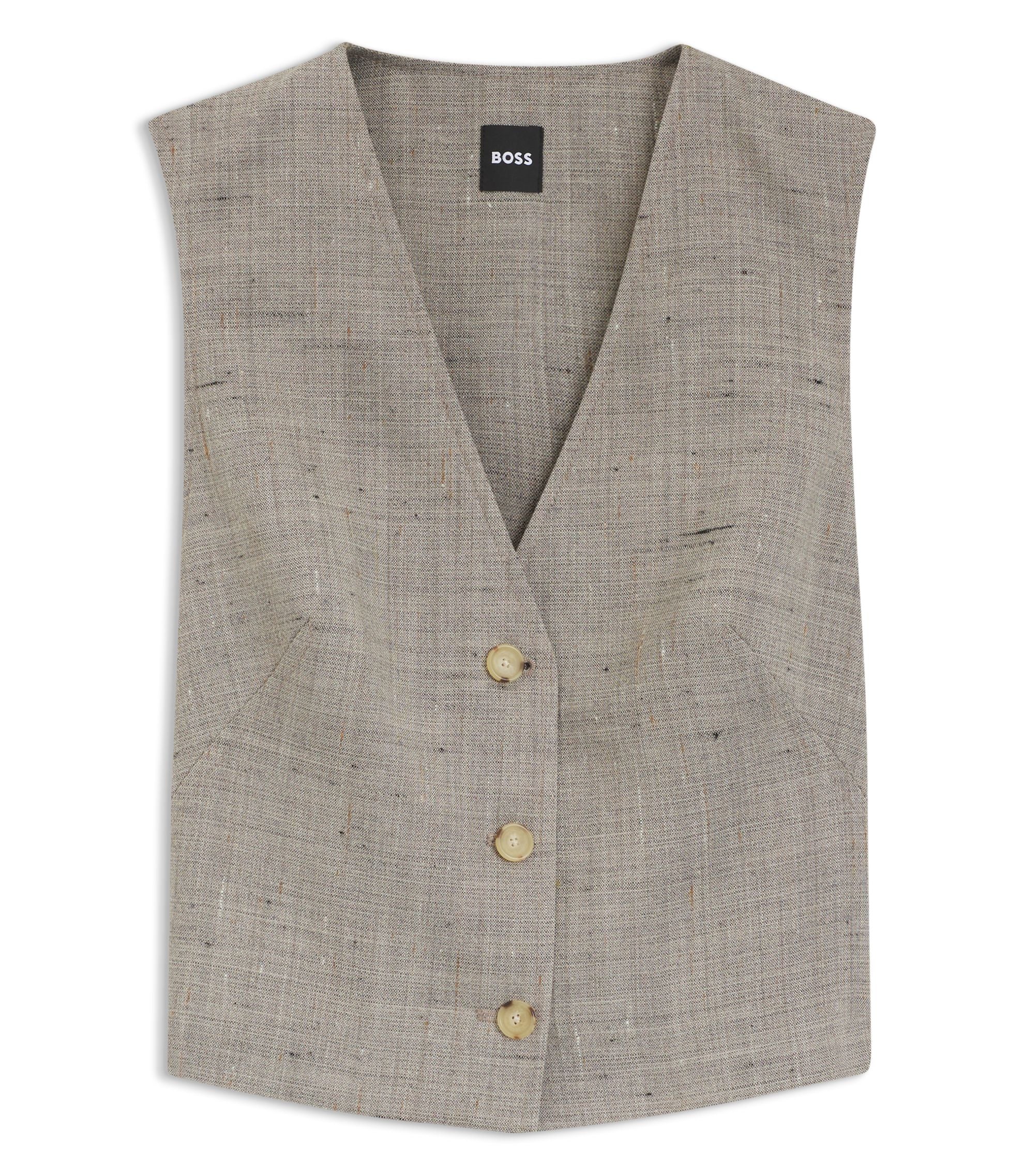 Boss Cropped Waistcoat In A Wool Blend Patterned Women's