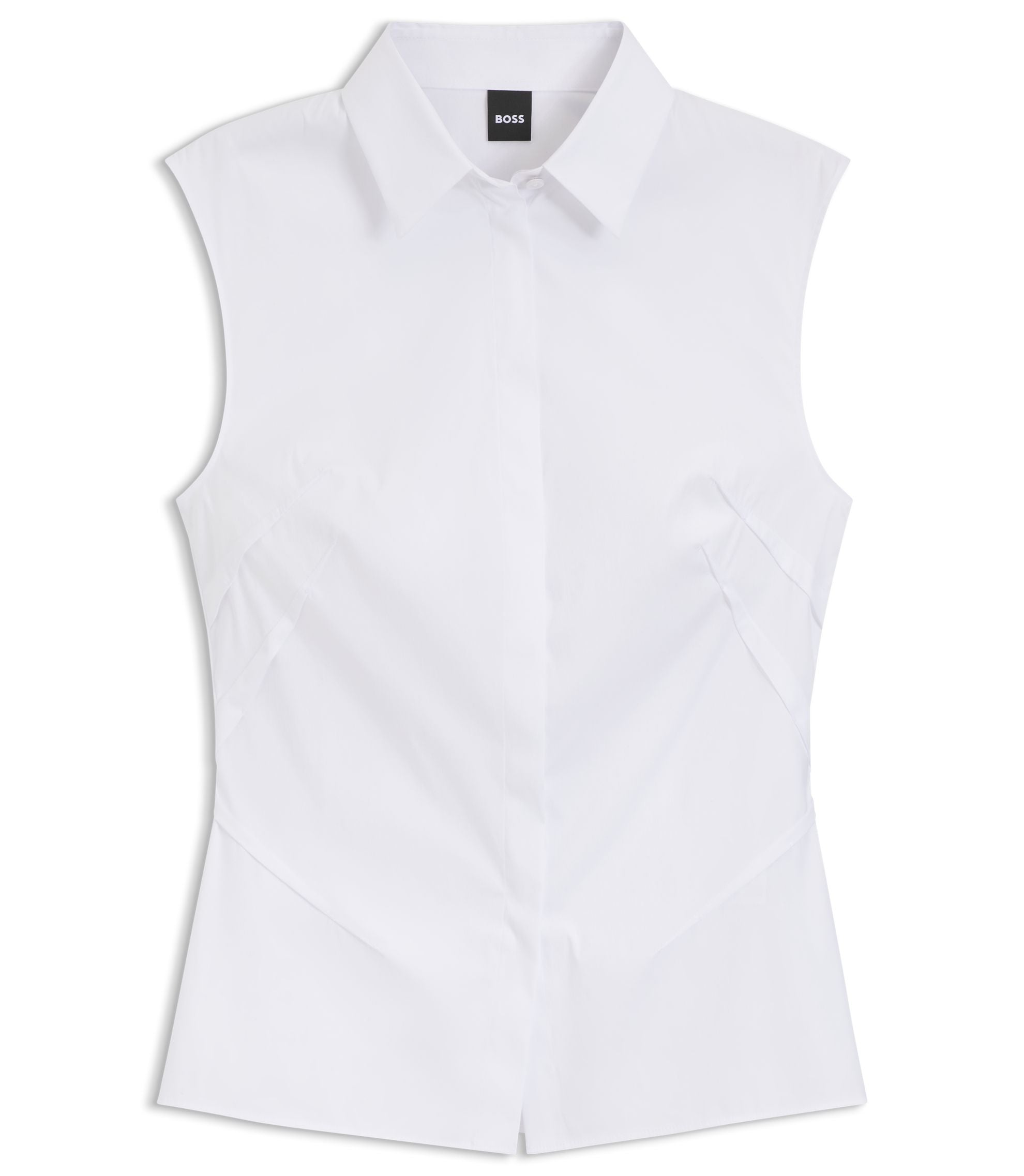 Boss Sleeveless Slim Fit Blouse In A Cotton Blend White Women's