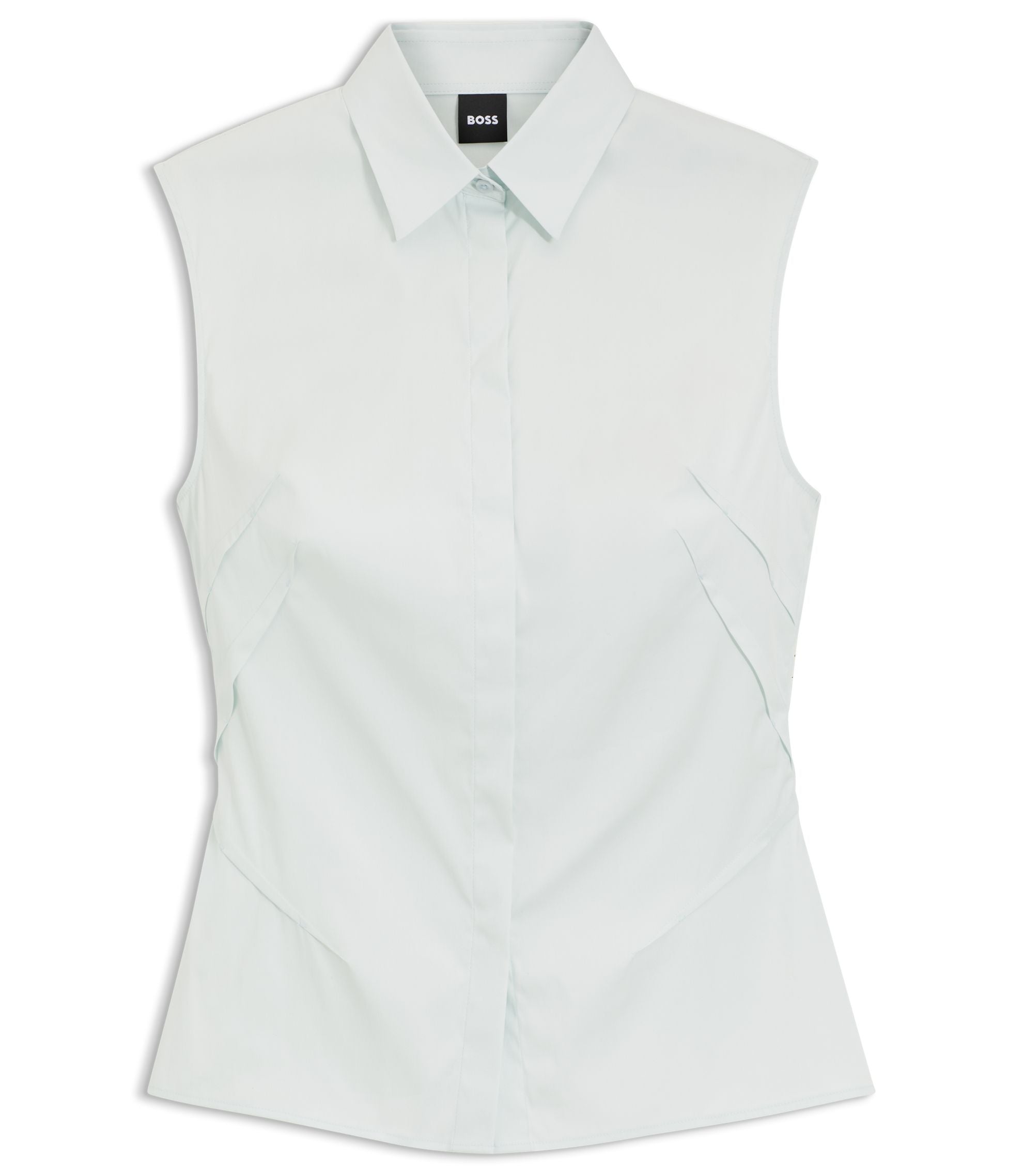 Boss Sleeveless Slim Fit Blouse In A Cotton Blend Light Blue Women's