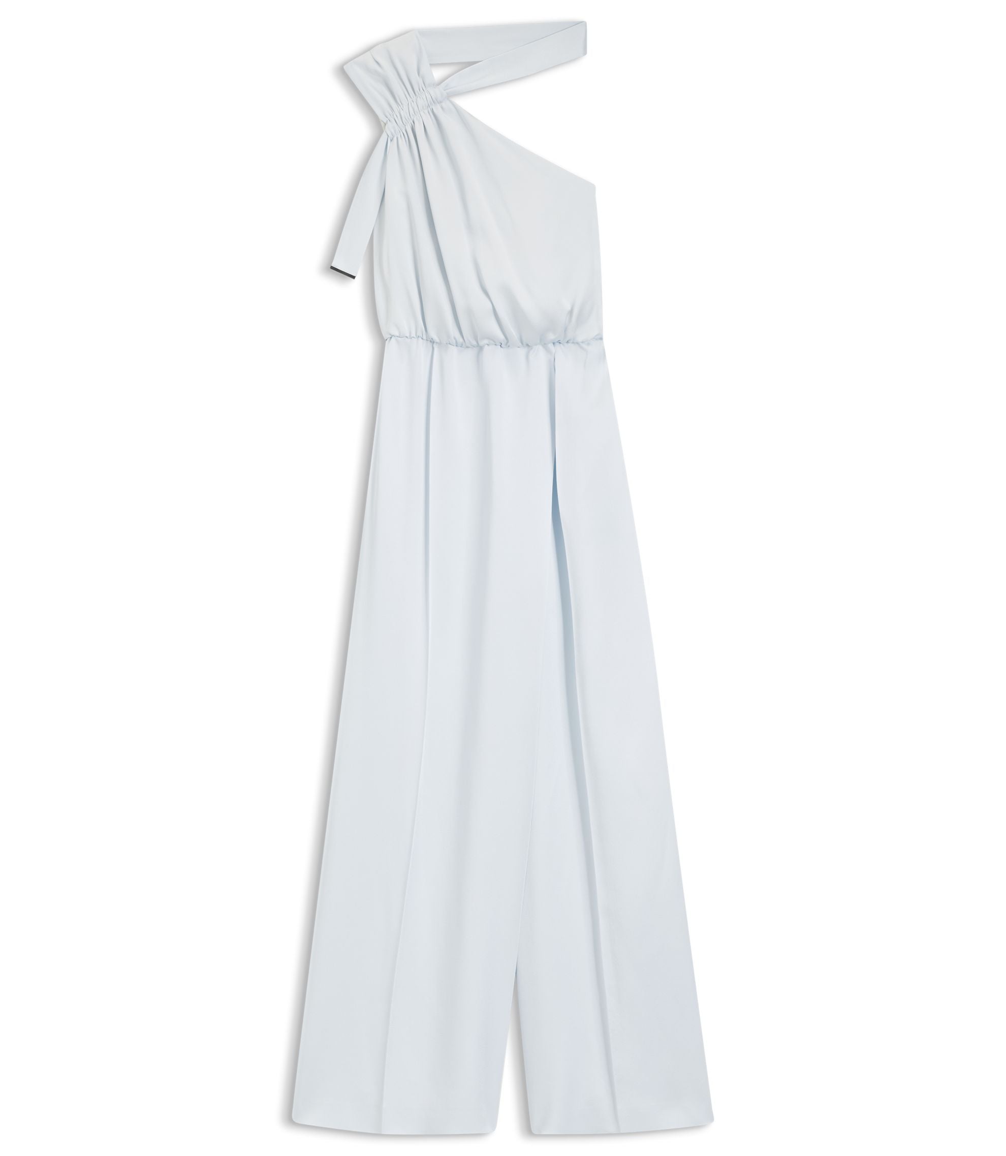 Boss One Shoulder Jumpsuit With Wrap Effect Front Light Blue Women's