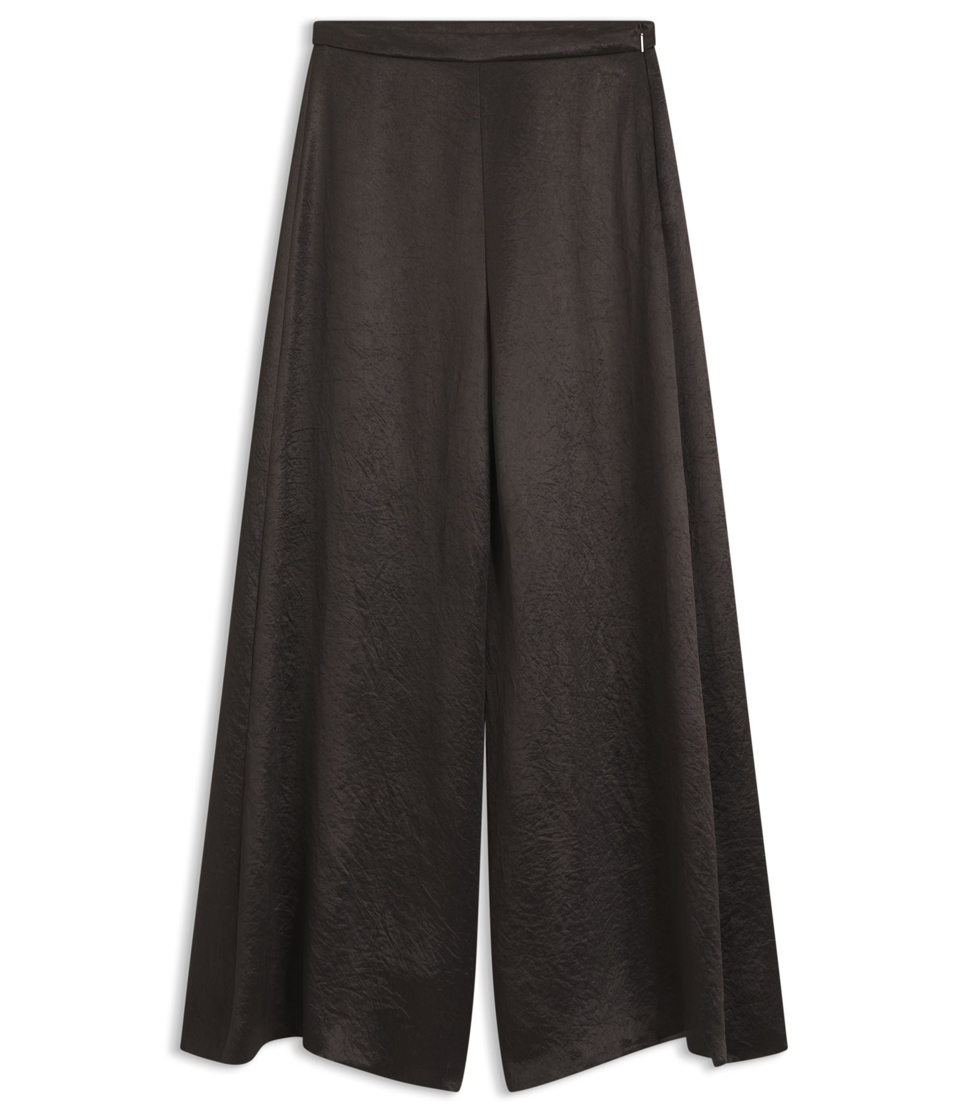 Boss Relaxed Fit Trousers In Lustrous Twill Dark Brown Women's