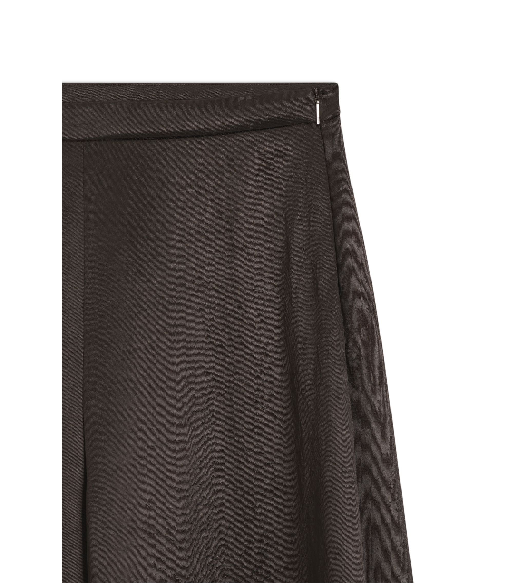 Boss Relaxed Fit Trousers In Lustrous Twill Dark Brown Women's