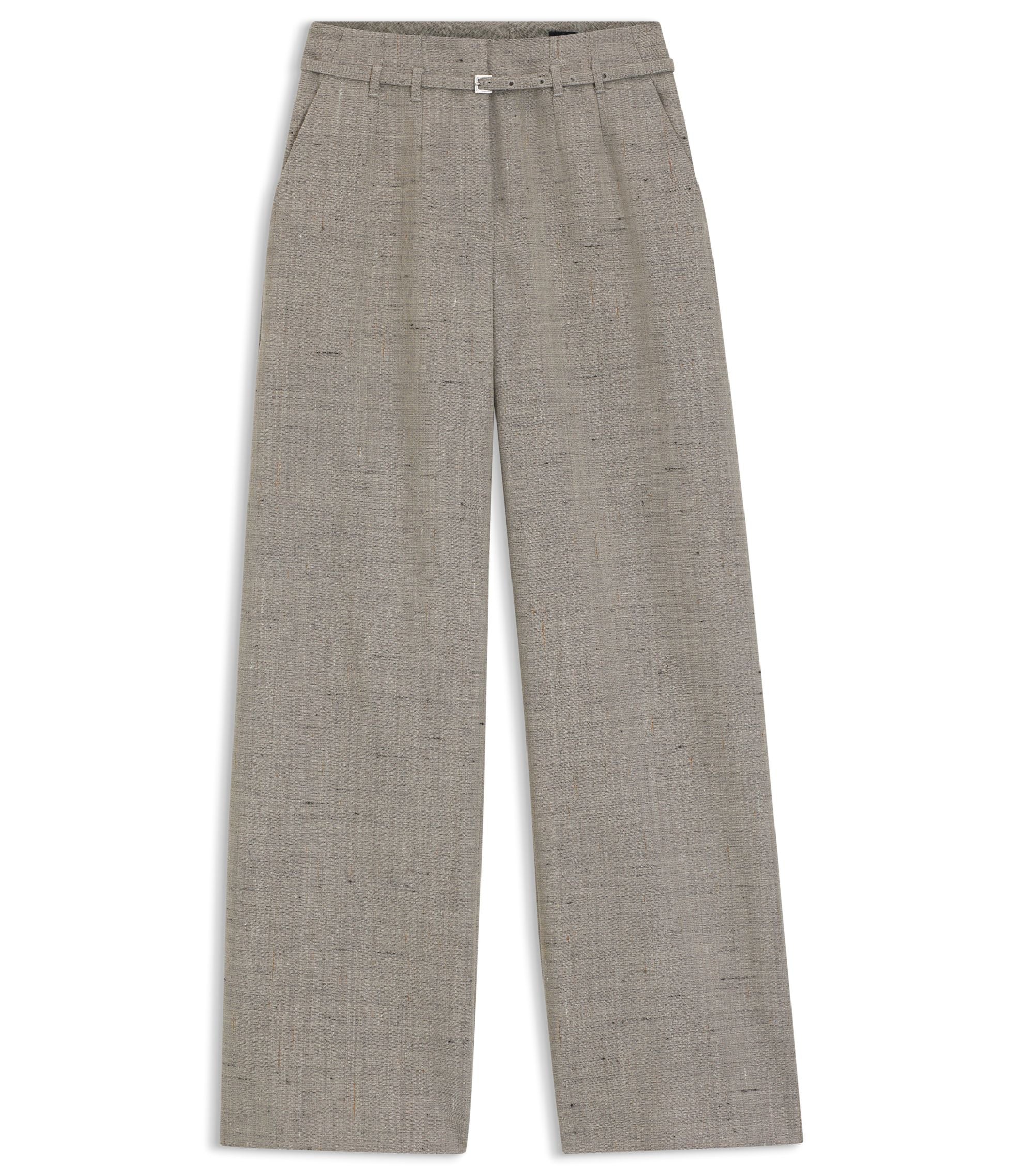 Boss Regular Fit Trousers In A Wool Blend Patterned Women's