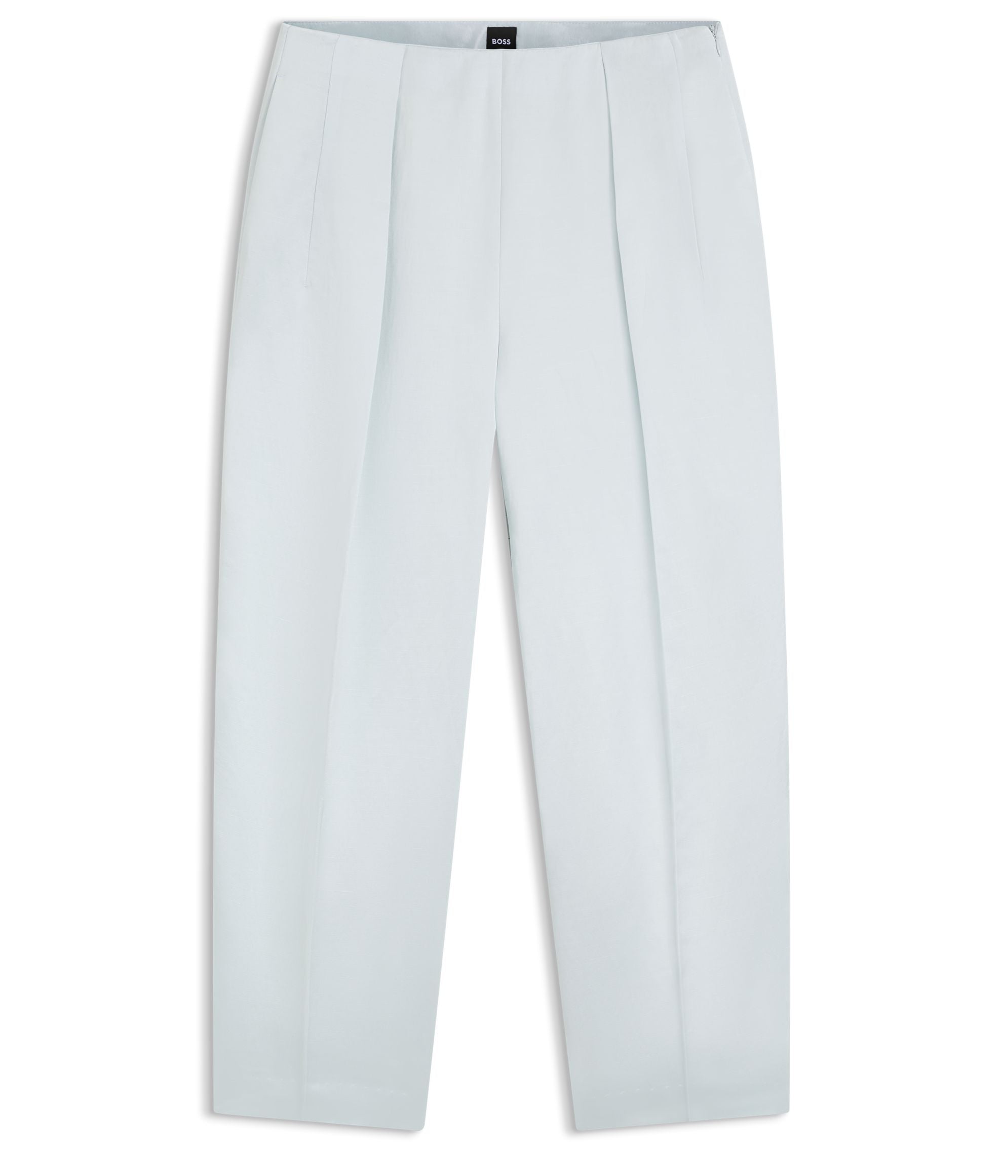 Boss Relaxed Fit Trousers In Soft Sateen Light Blue Women's