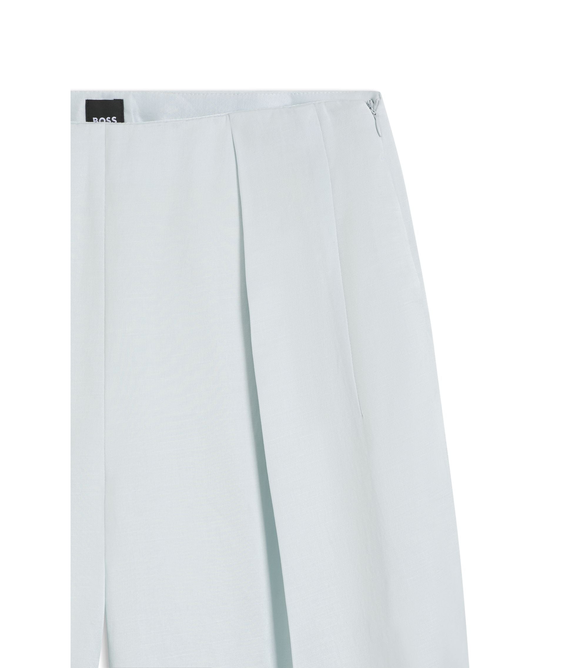 Boss Relaxed Fit Trousers In Soft Sateen Light Blue Women's