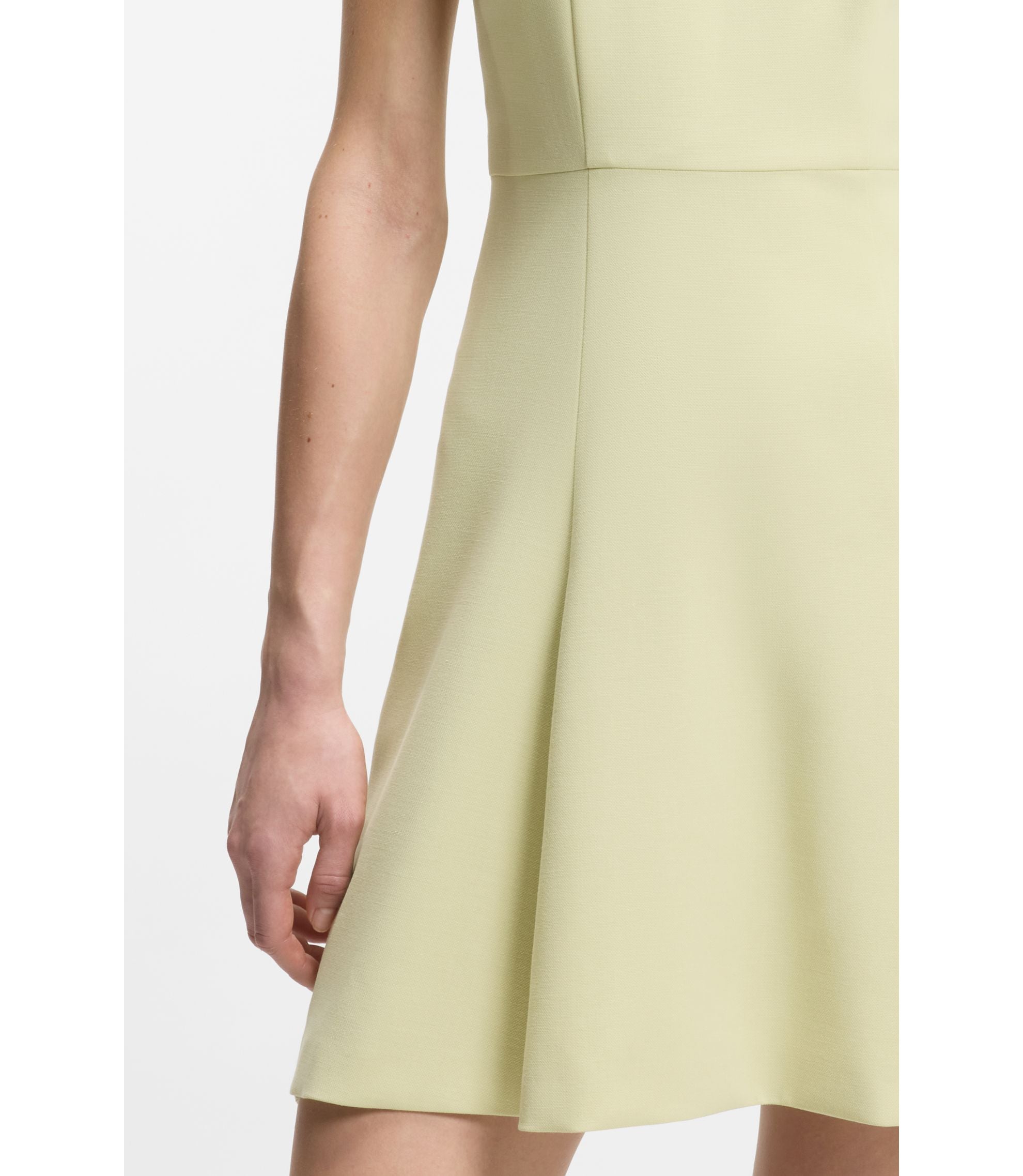 Hugo Sleeveless Dress With Gold Tone Flower Brooch Light Yellow Women's