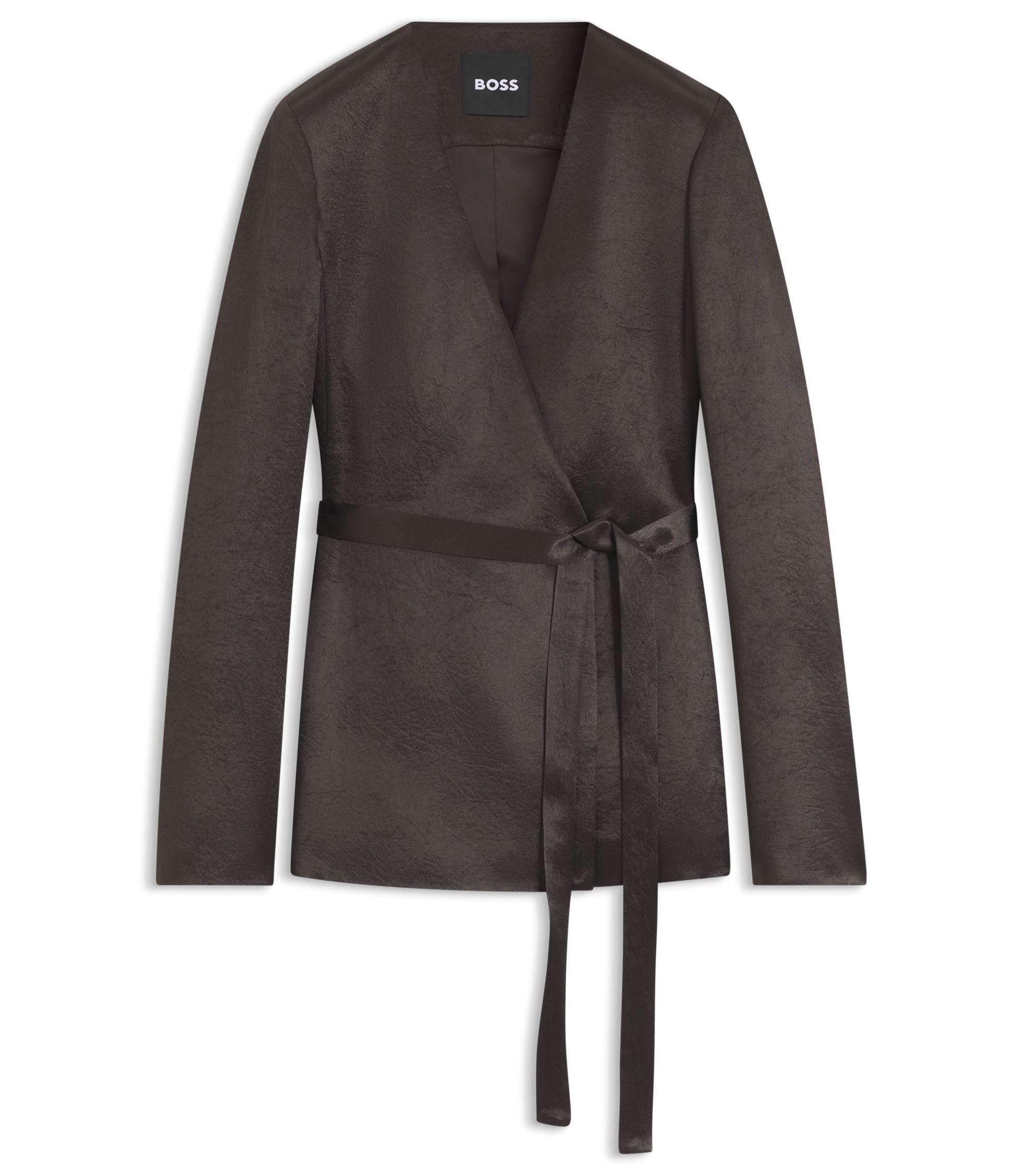 Boss Slim Fit Blazer In Lustrous Twill Dark Brown Women's