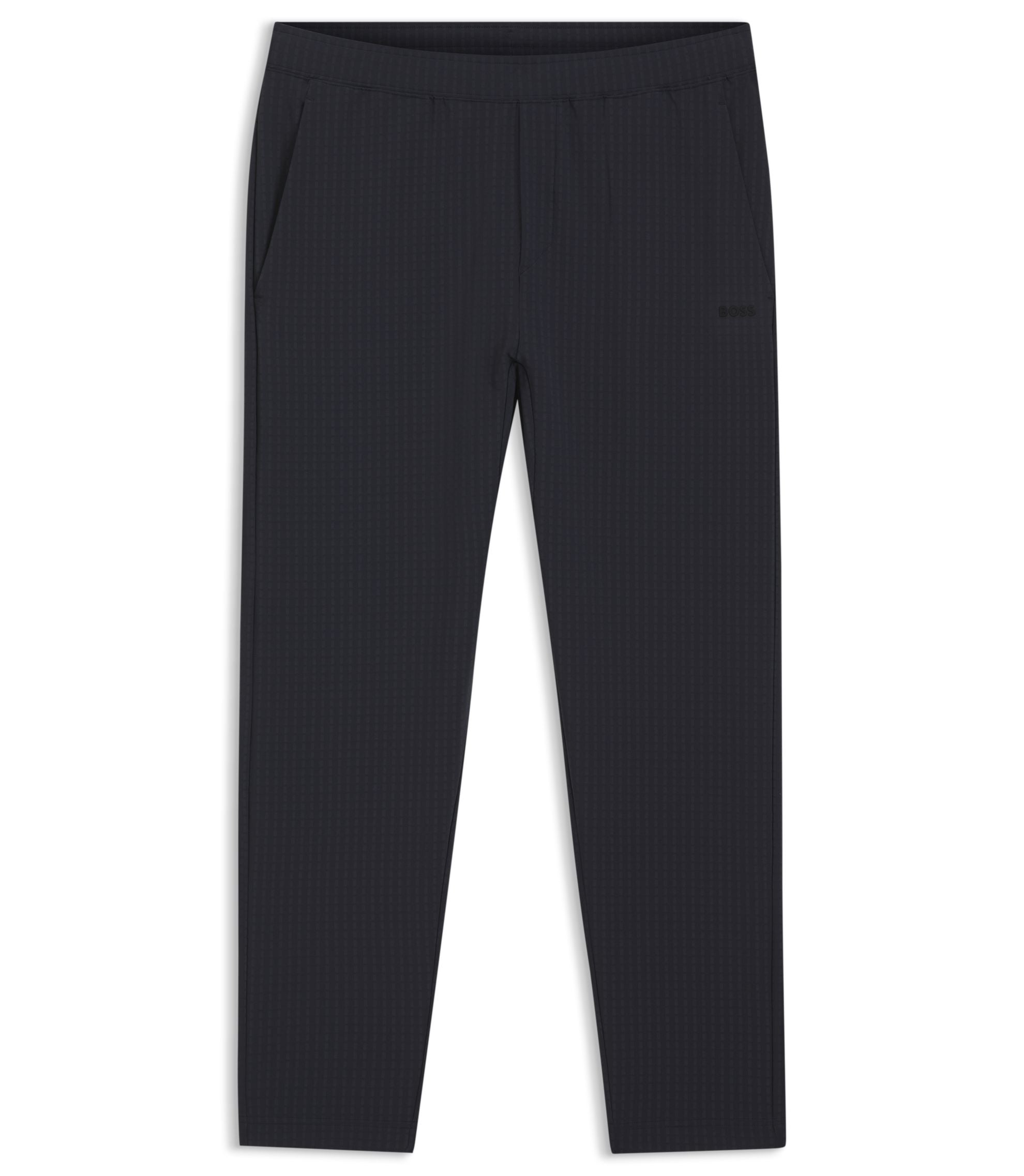 Boss Zip Frame Tracksuit Bottoms In Waffle Fabric Dark Blue