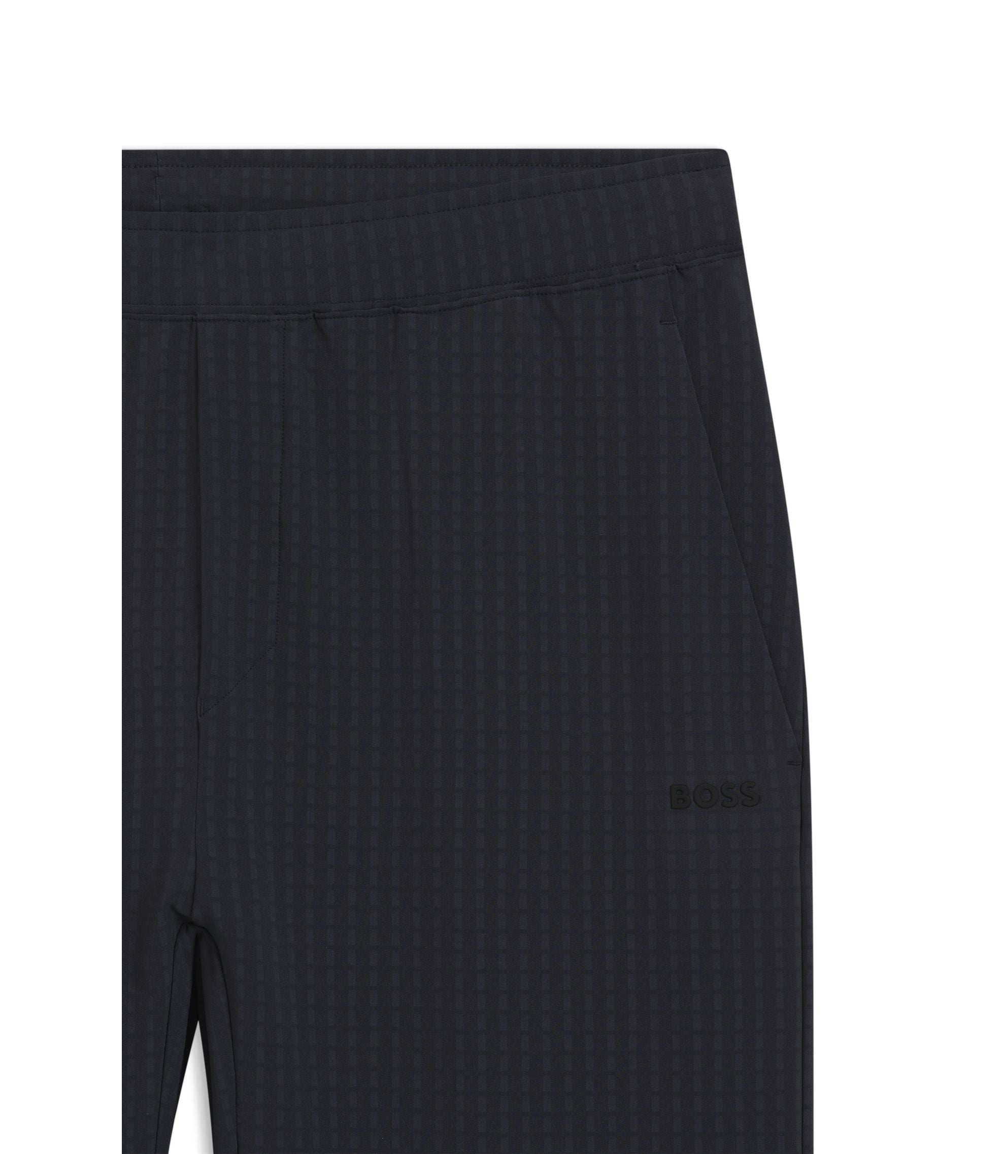 Boss Zip Frame Tracksuit Bottoms In Waffle Fabric Dark Blue