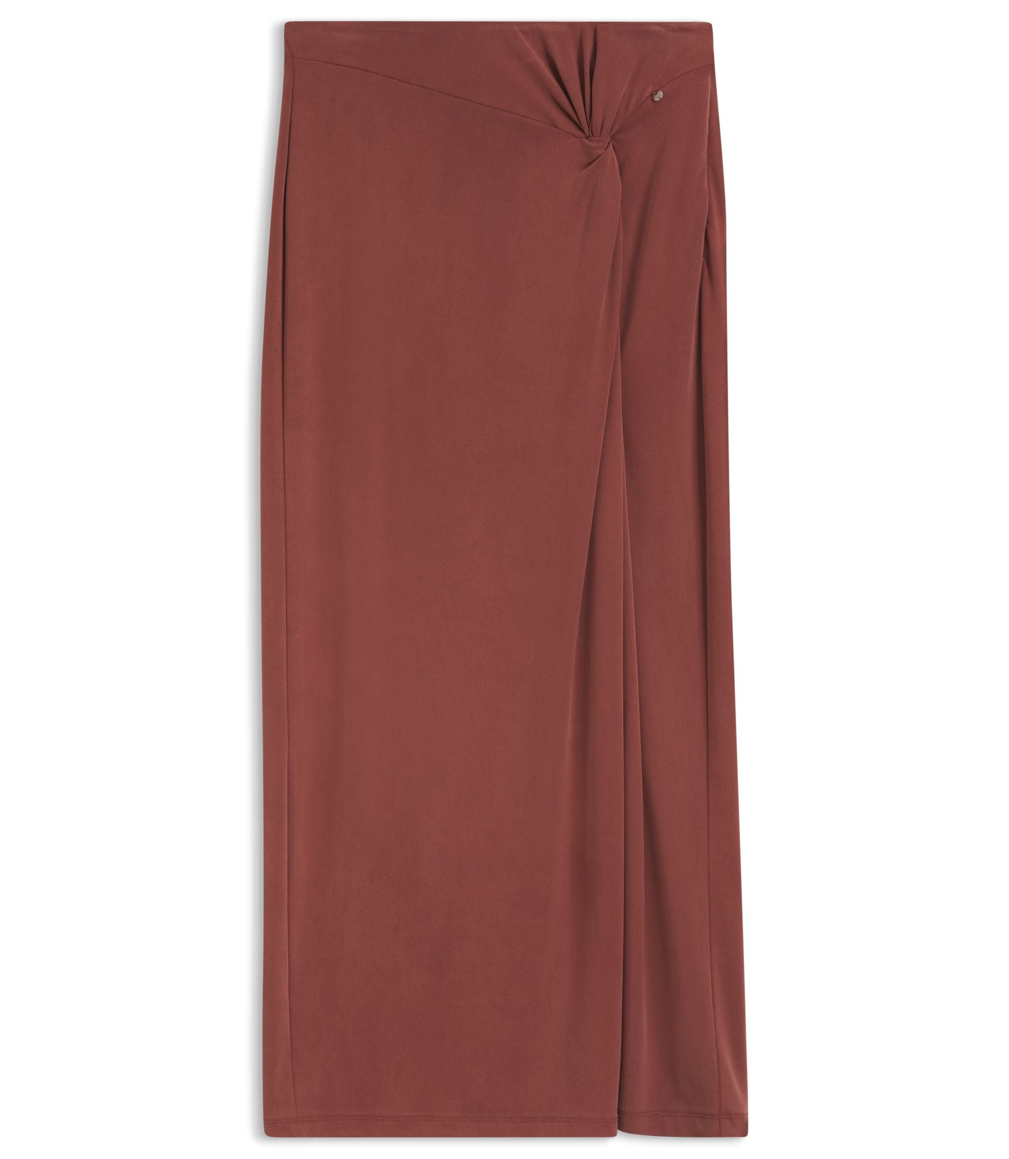 Boss Jersey Maxi Skirt With Twist Detail Dark Red Women's