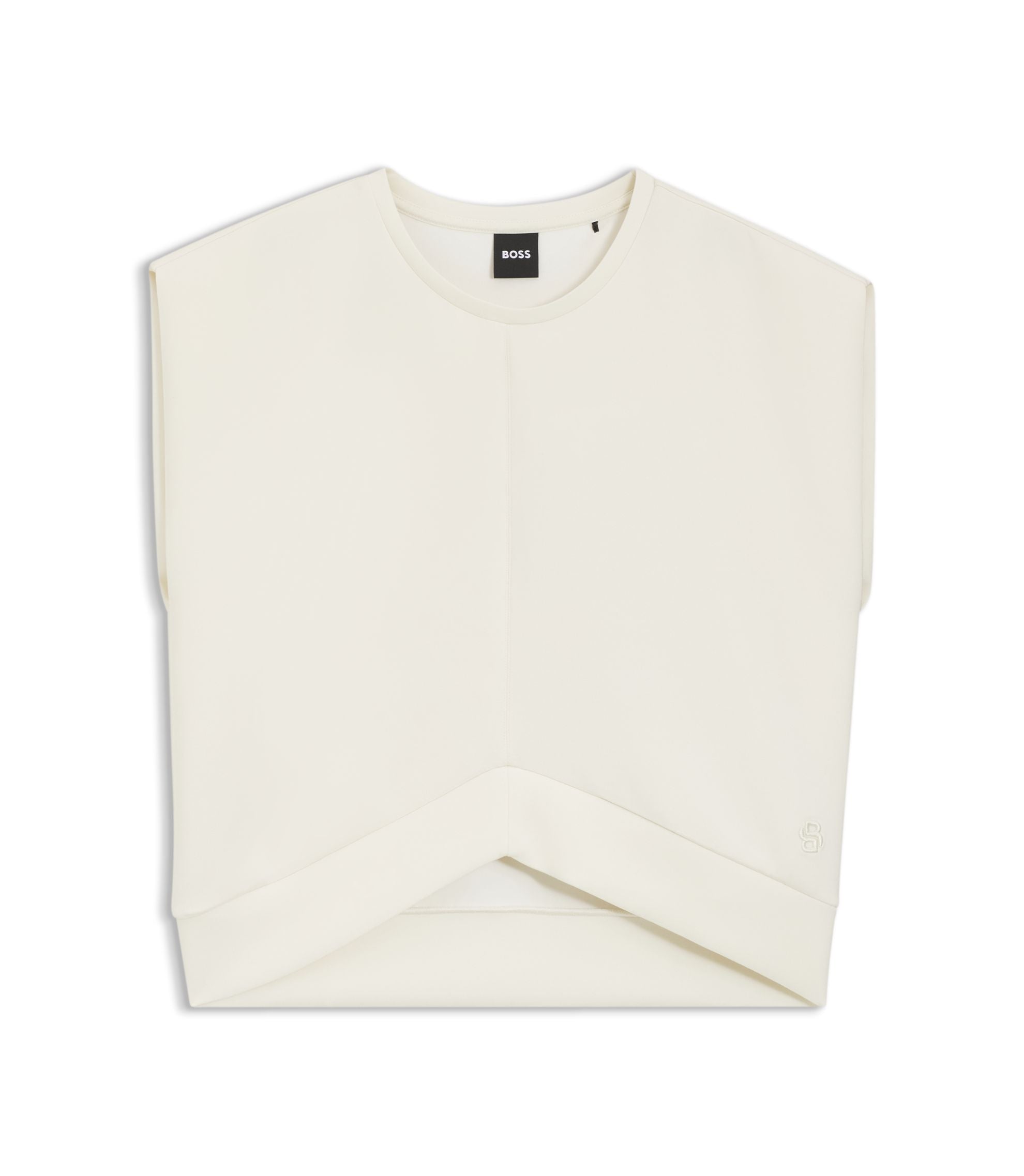 Boss Loose Fit Sweatshirt With V Cut Hemline White Women's